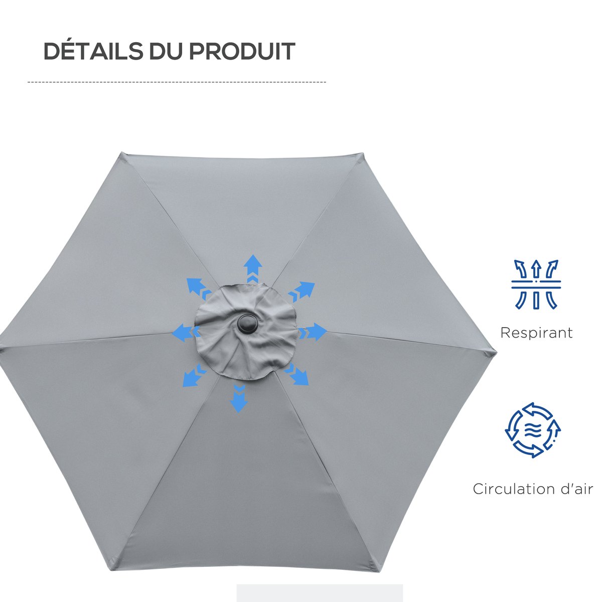 Parasol de terrasse Métal Gris gris, OUTSUNNY