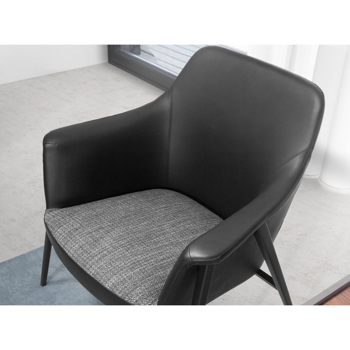 Fauteuil en tissu et similicuir noir | gris, ANGEL CERDA