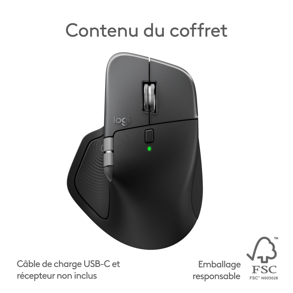 Souris sans fil rechargeable MX Master 4 Mac Noir couleur unique, LOGITECH