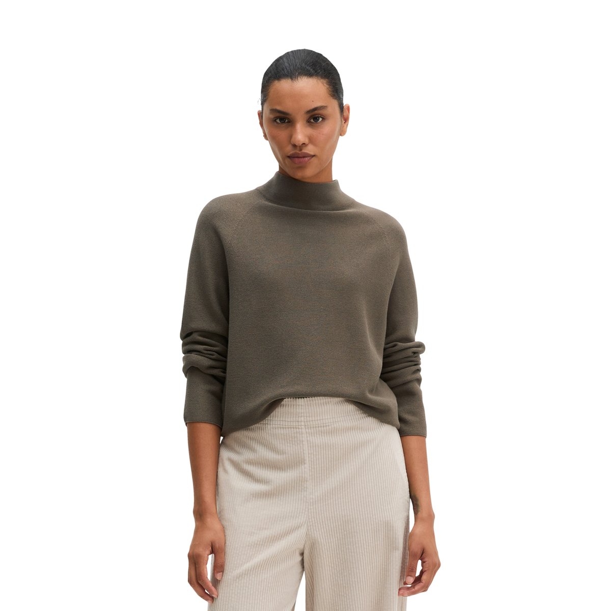 Pull-over seamless relaxed en coton bio doux marron, MARC O'POLO
