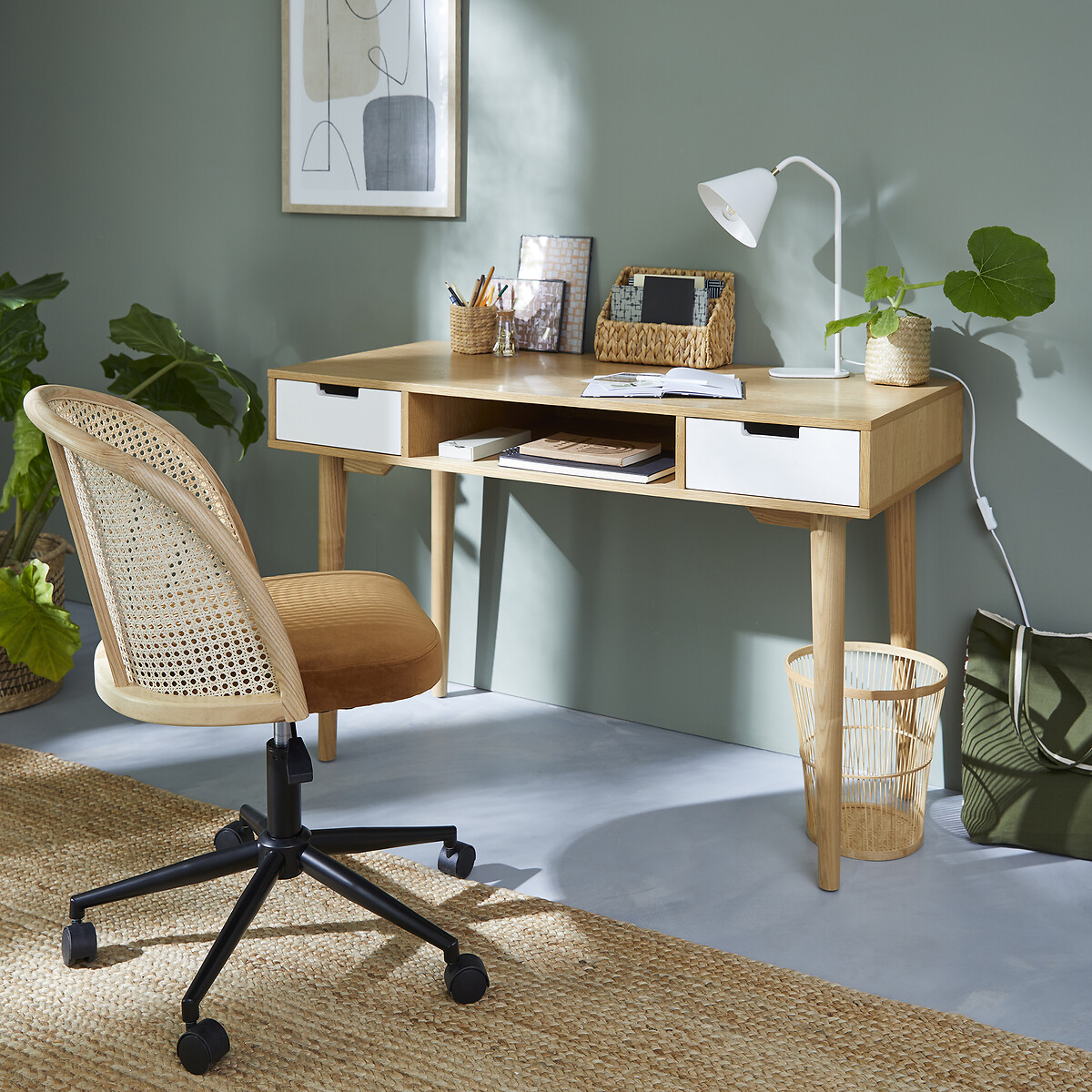 Bureau vintage, Jimi blanc/bois, LA REDOUTE INTERIEURS