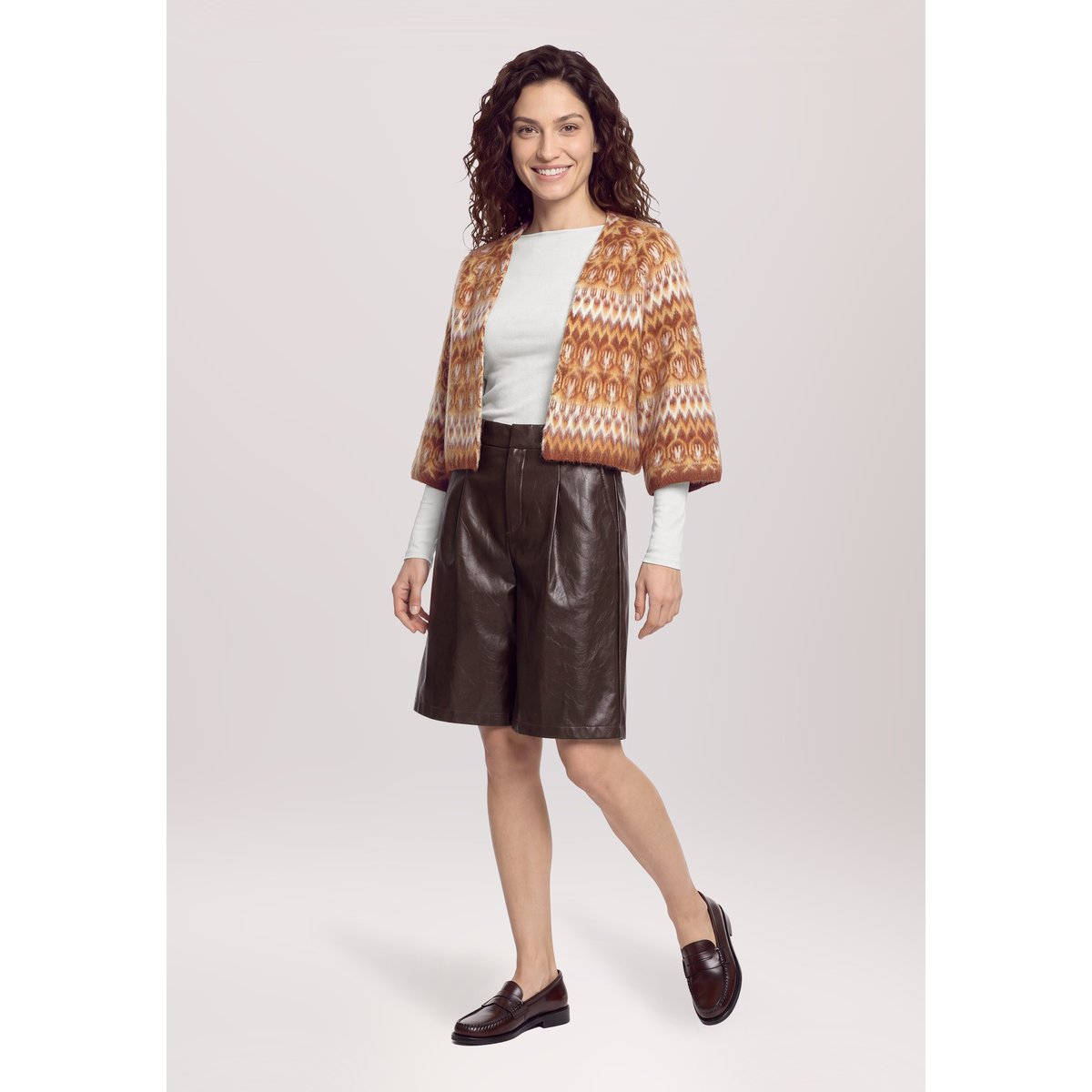 Short en simili cuir à poches deep cognac, CARTOON
