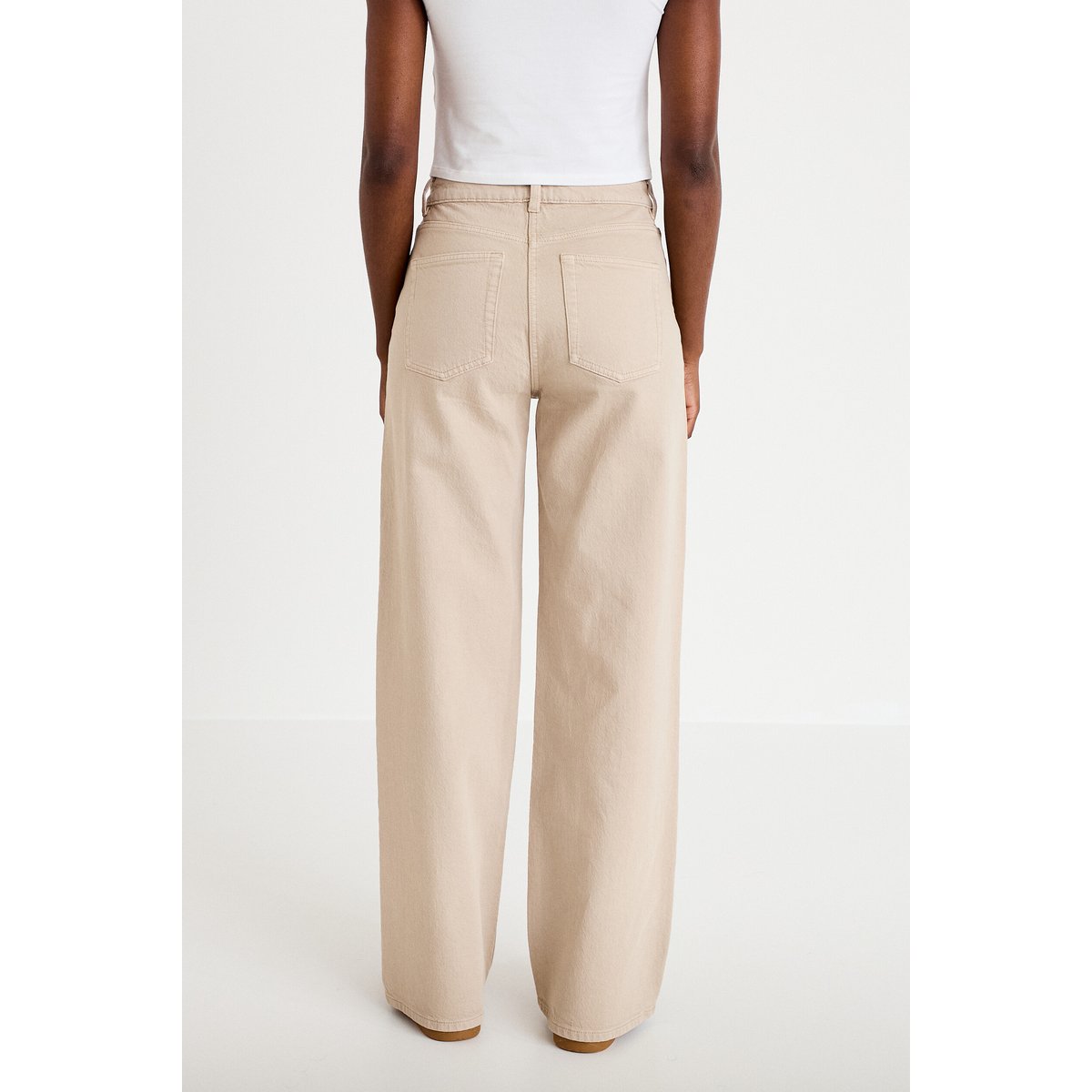 Jean wide leg taille haute beige, CACHE CACHE