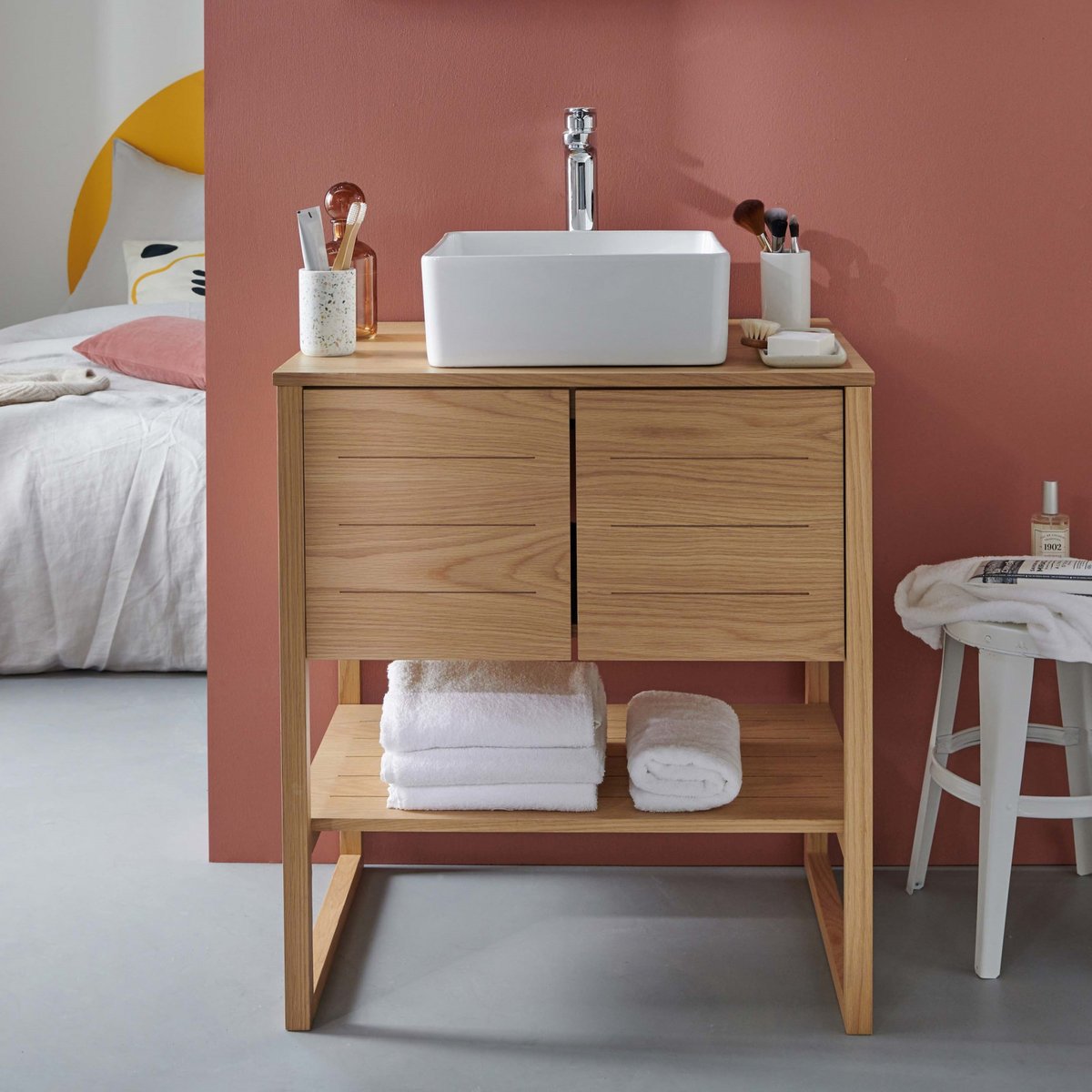 Meuble simple +vasque ATOLL bois clair, MOB IN
