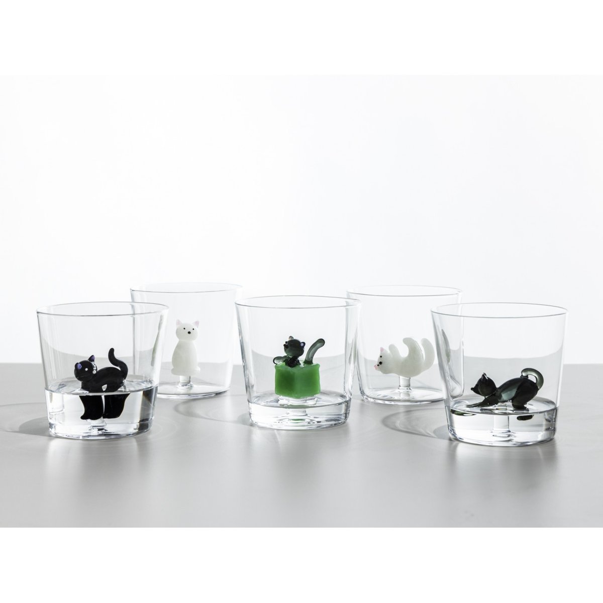 Verre black cat in box TabbyCat transparent, noir, ICHENDORF