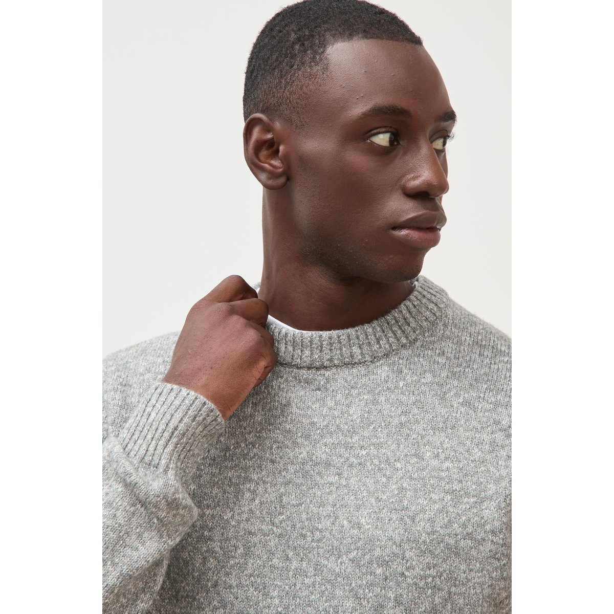 Pull droit tweed manches longues gris, BONOBO
