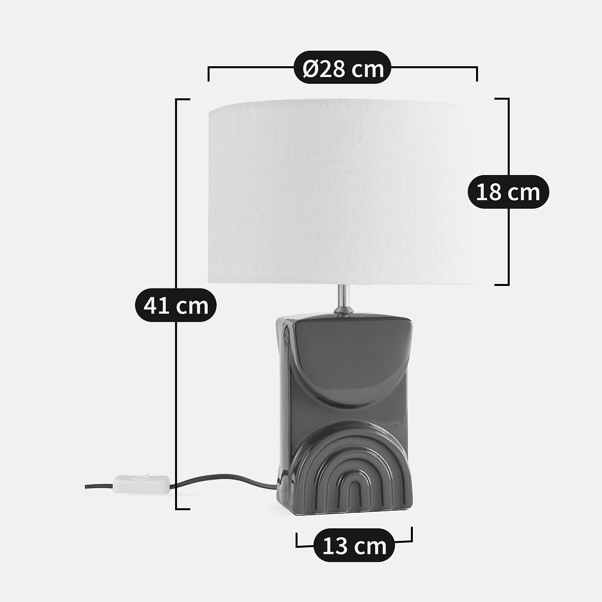 Lampada da tavolo ceramica e lino, Topia marrone, LA REDOUTE INTERIEURS