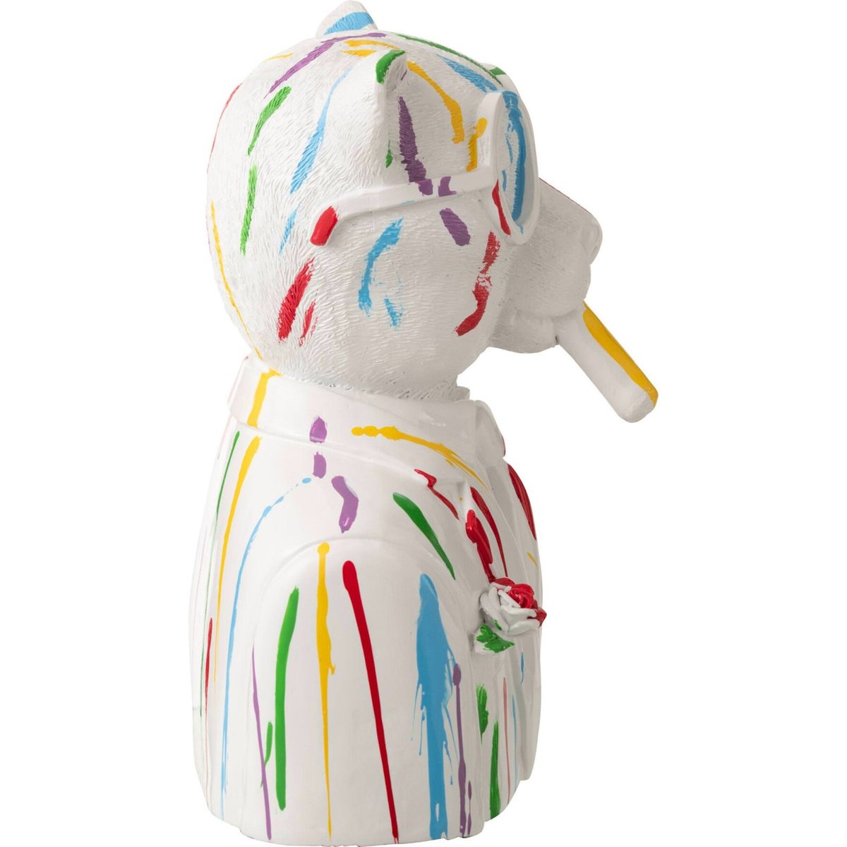 Figurine léopard pop art en résine blanc multicolore, RECOLLECTION