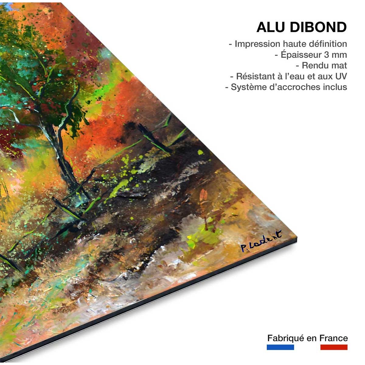Tableau paysage trio vert tableau alu dibond, HEXOA
