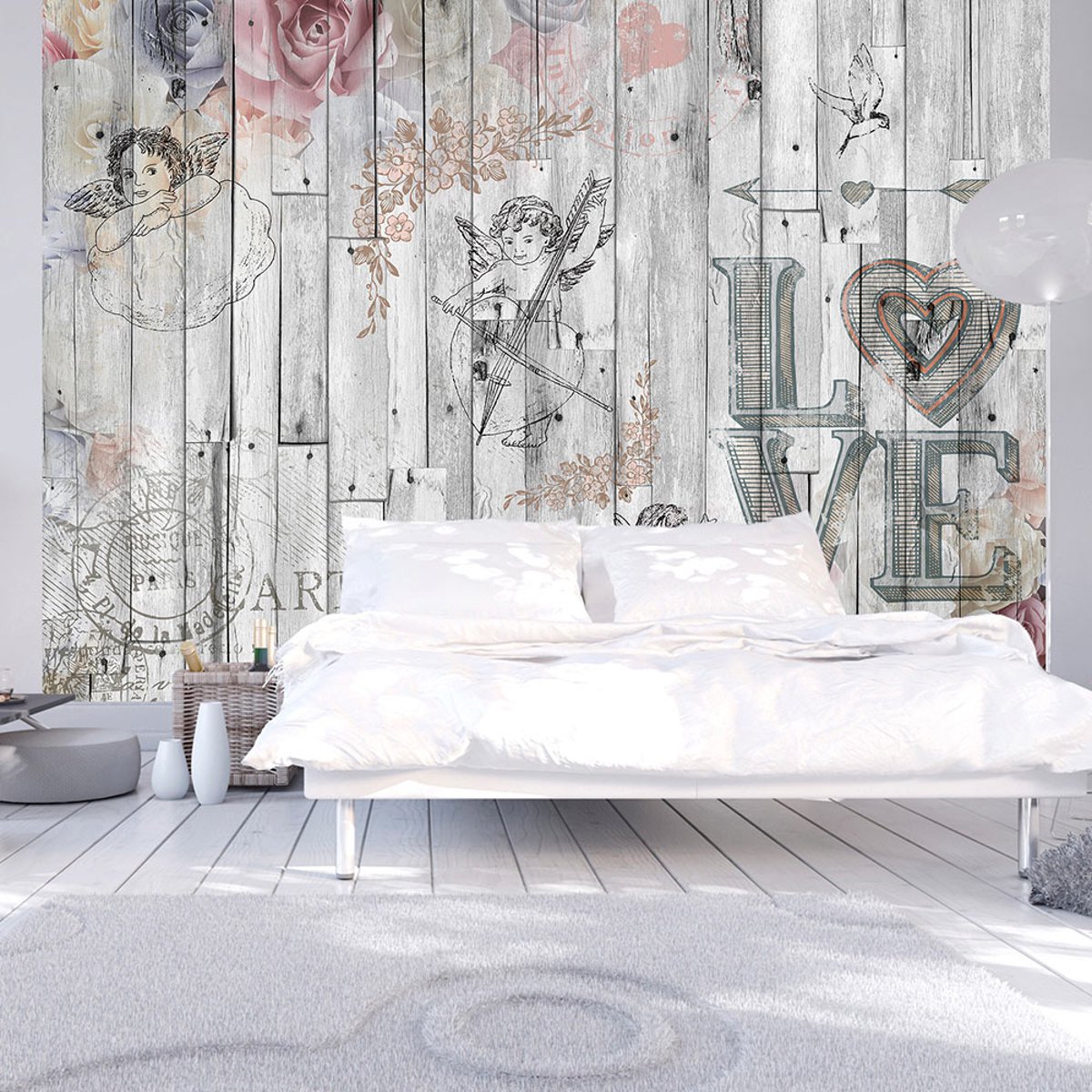Papier peint intissé panoramique Vintage et Retro Delightful Sweetness gris / argent, EDEN