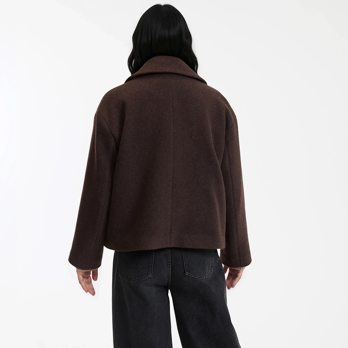 Caban court fermeture boutonnée, plein hiver marron chocolat, LA REDOUTE COLLECTIONS