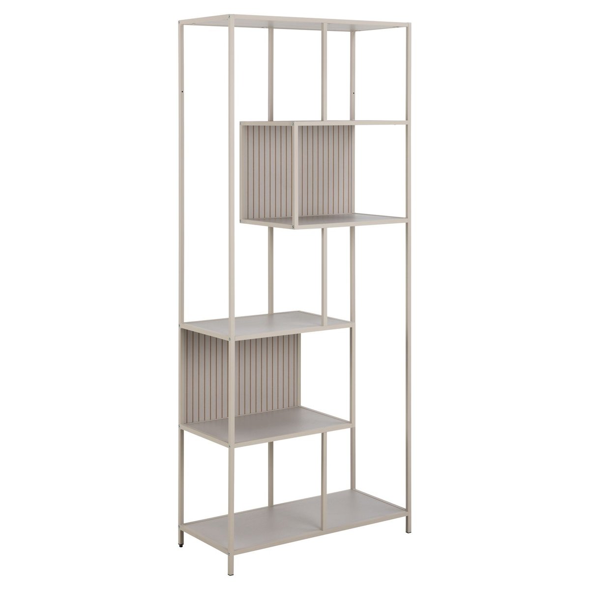 Bibliothèque 5 étagères avec base en acier design contemporain FERRO gris, TOILINUX