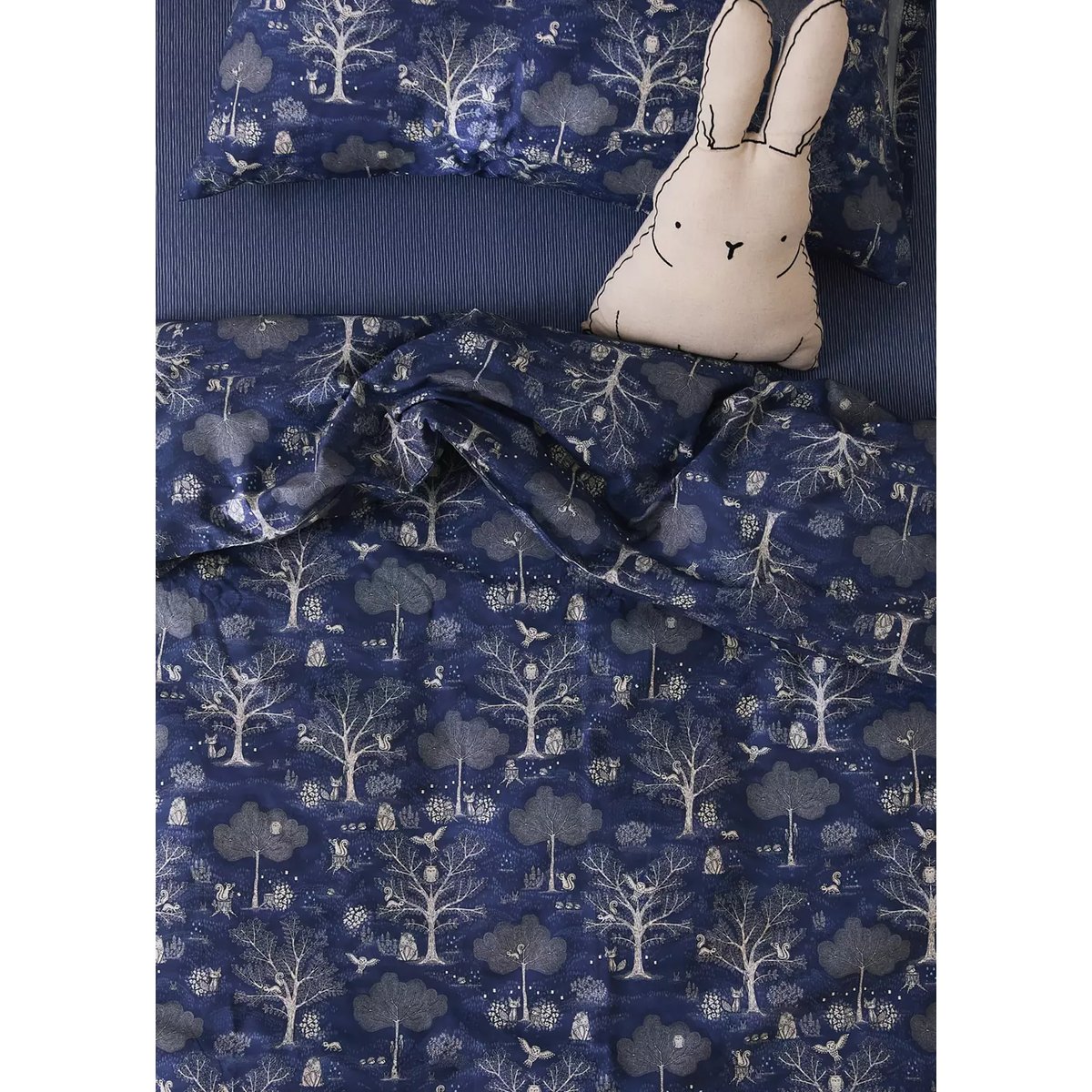 Housse de couette percale de coton lit 90 cm bleu, MANGO HOME