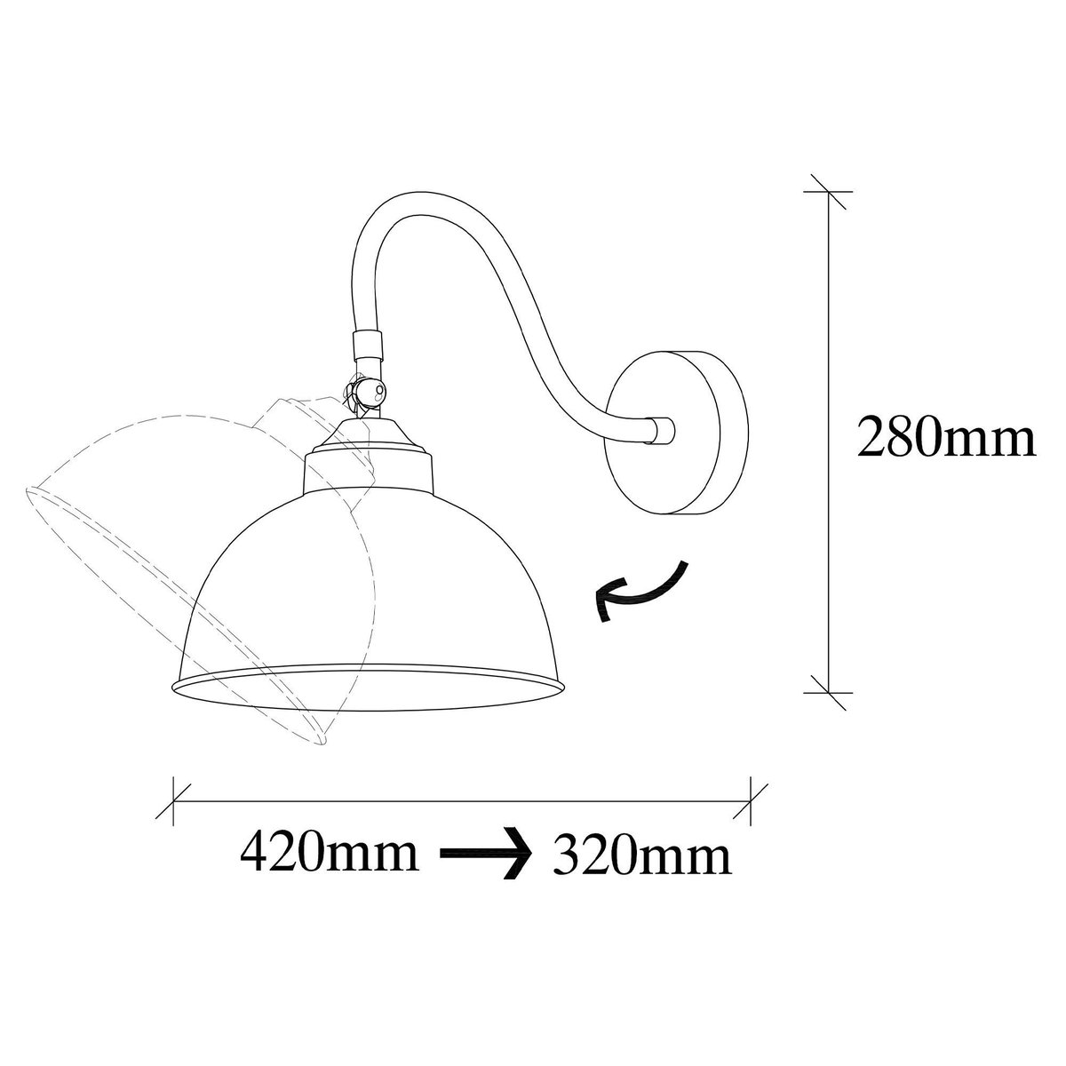 Applique vintage noir mat, abat-jour orientable SILE noir, PIER IMPORT