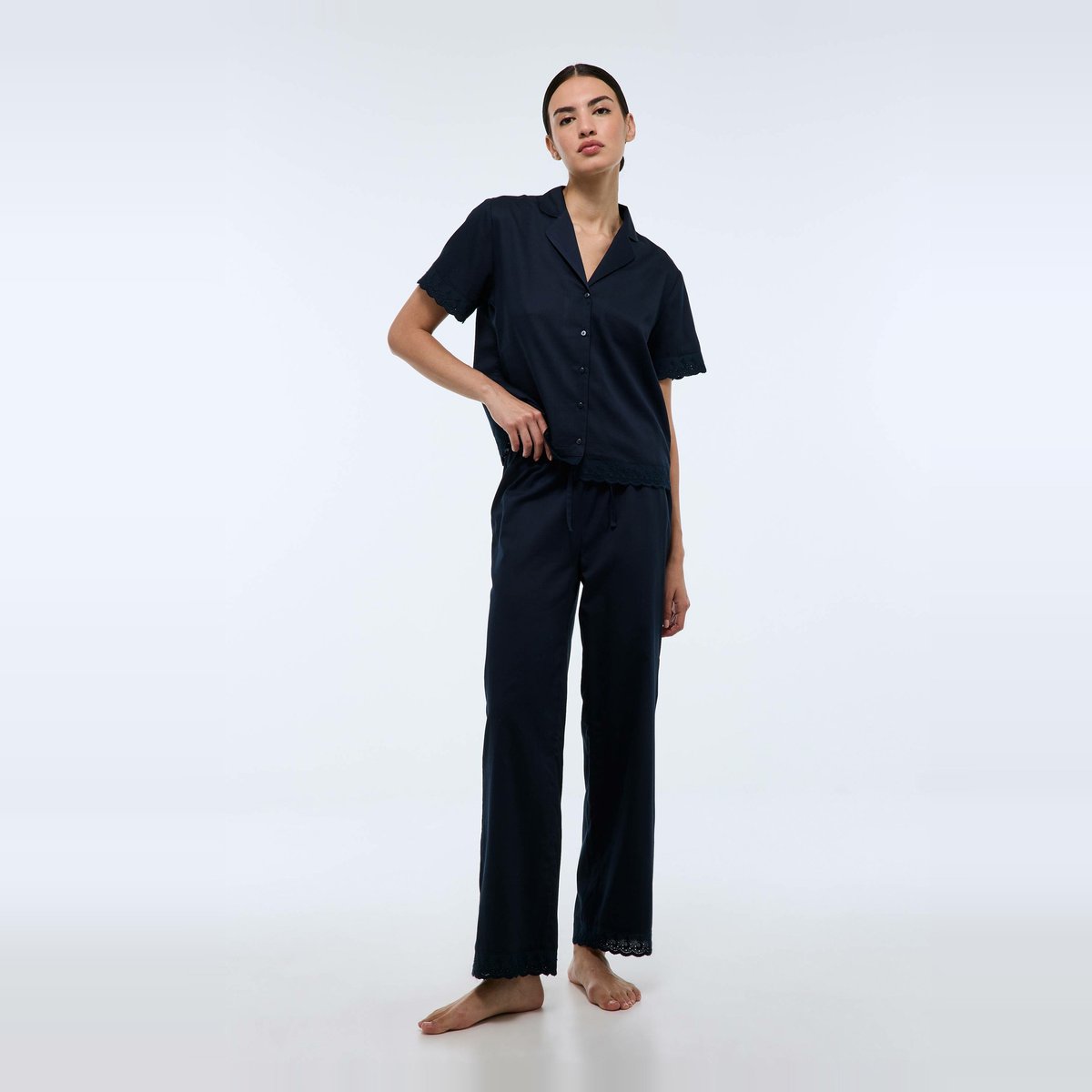 Pyjama uni en coton BIO GOTS denim, MONOPRIX