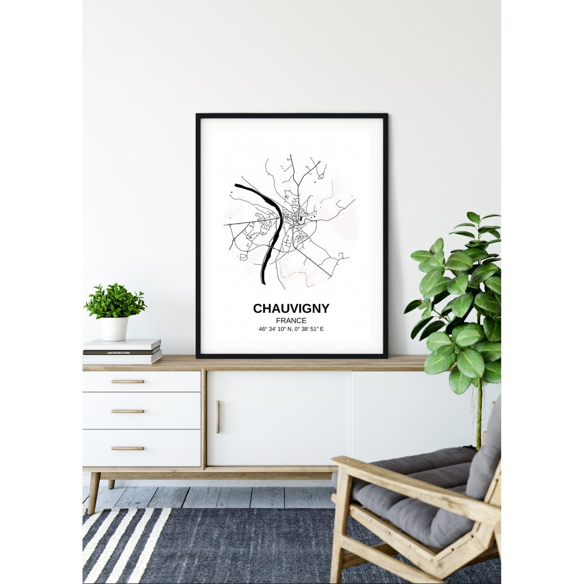 Affiche Carte Chauvigny blanc, L'AFFICHERIE