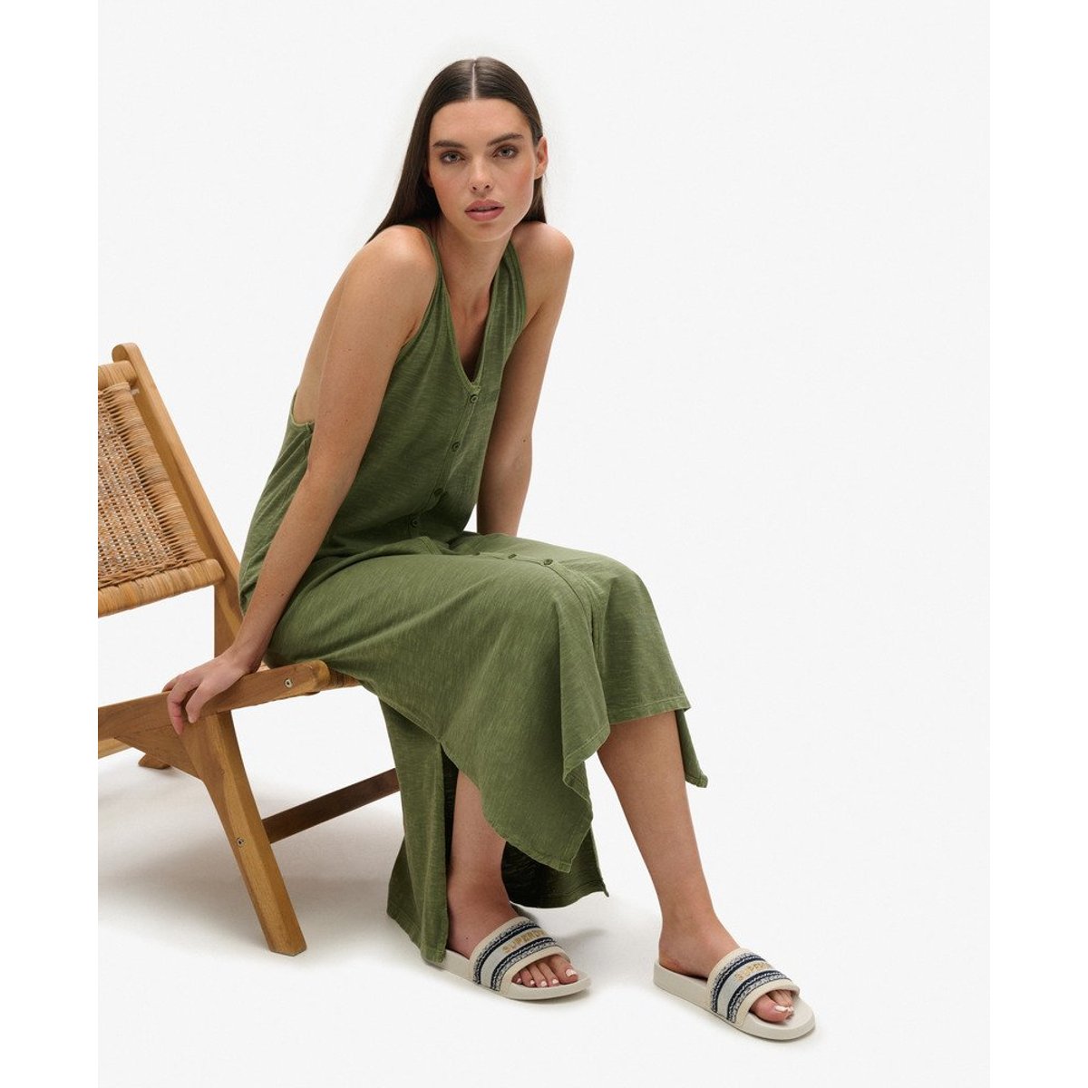 Sandales de piscine en toile végane naturel, SUPERDRY