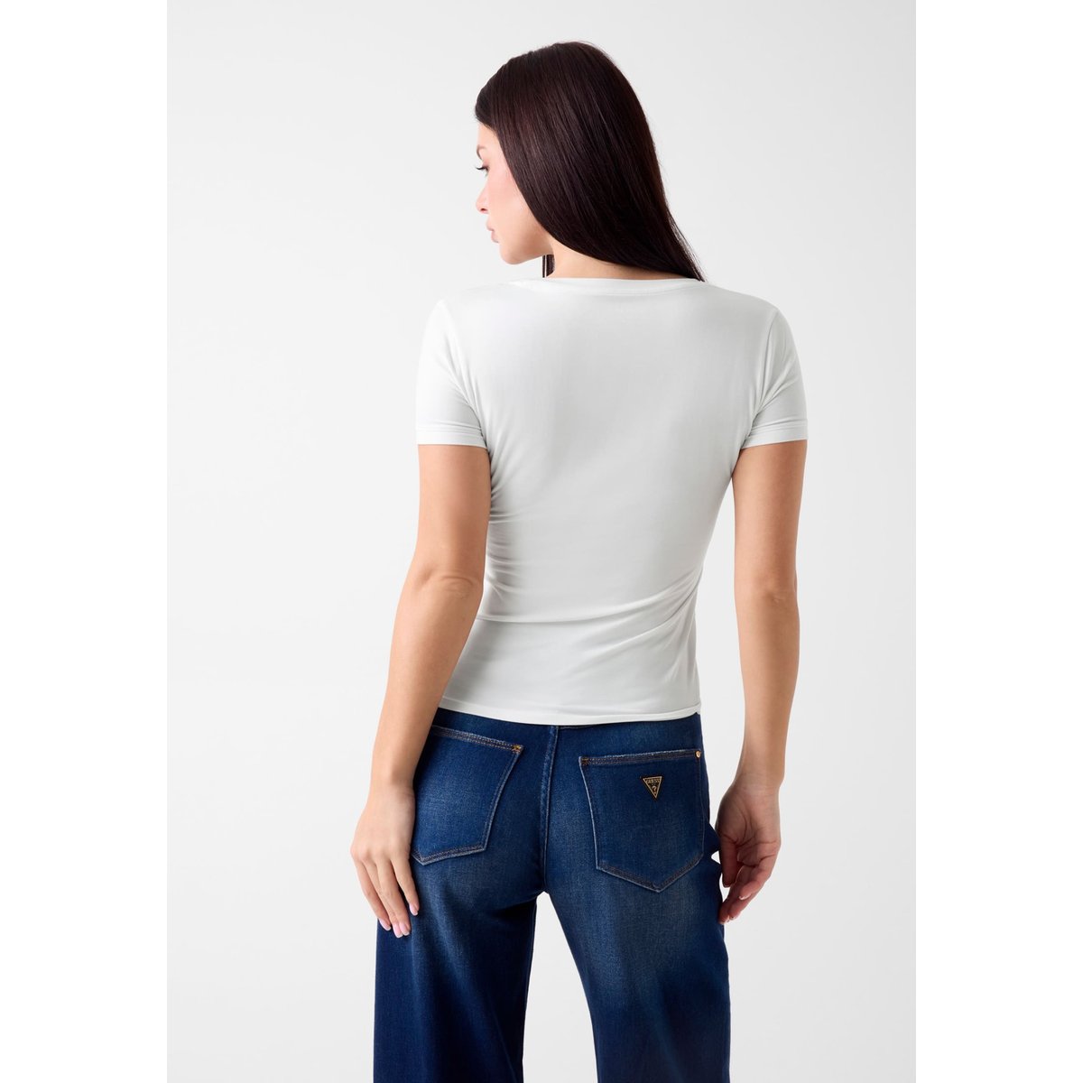 T-Shirt Avec Logo En Strass blanc, GUESS