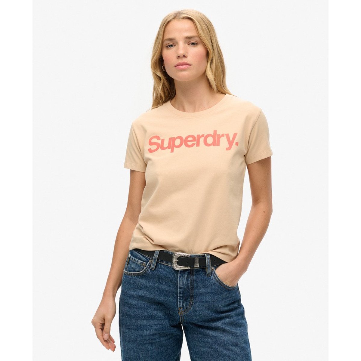 T-shirt ajusté Core Logo City beige foncé, SUPERDRY
