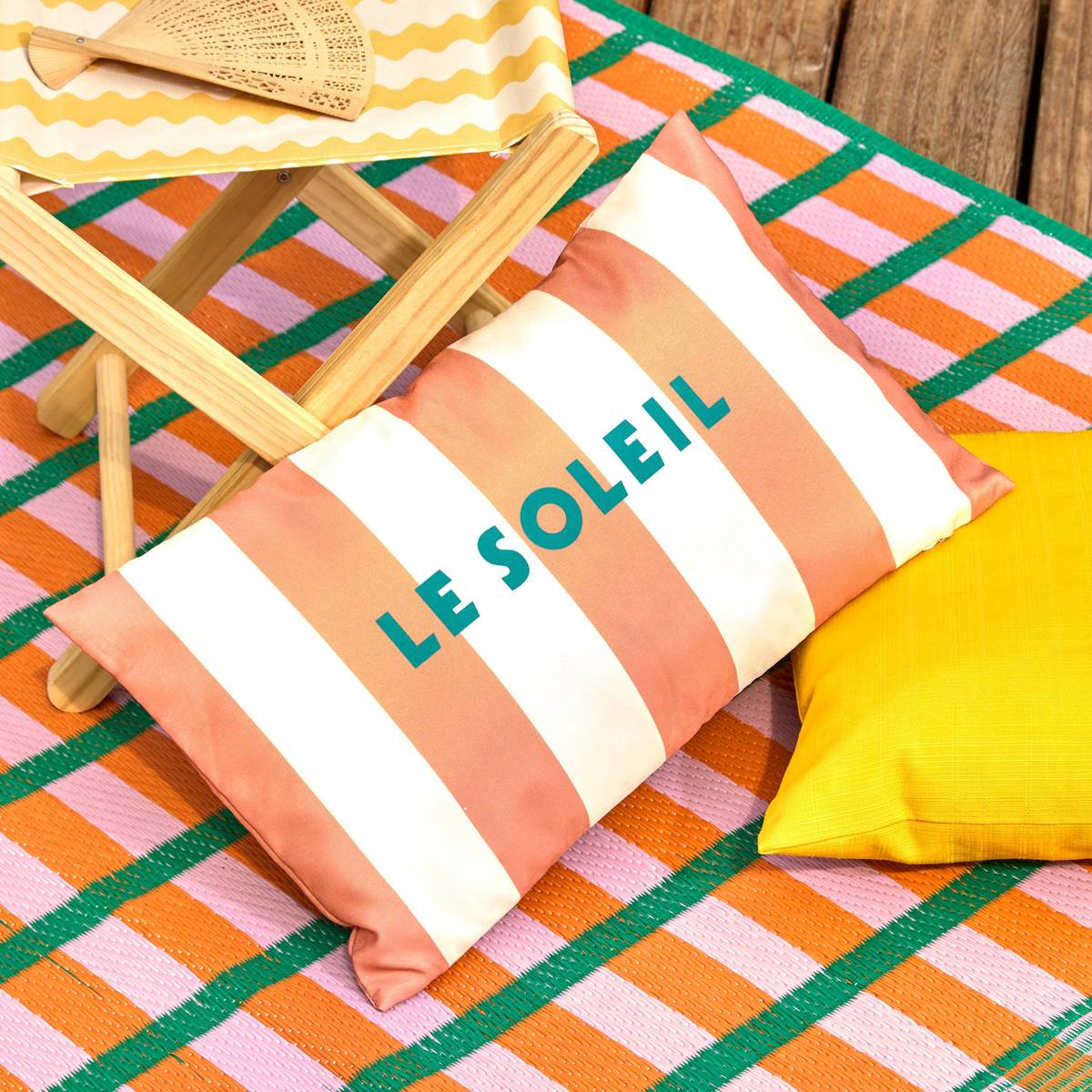 Coussin d'extérieur déhoussable déperlant POOLSIDE terracotta, ATMOSPHERA