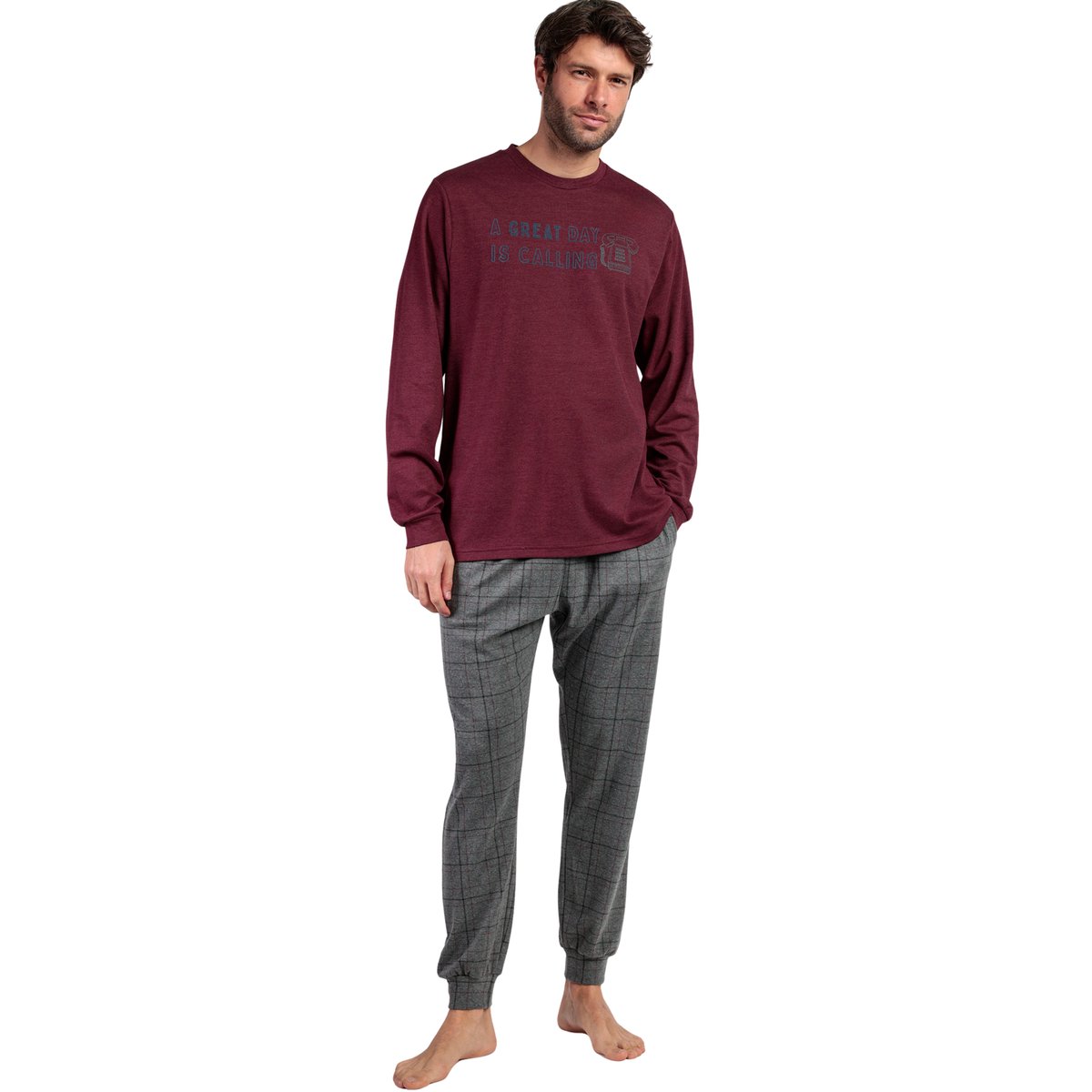 Pyjama pantalon top manches longues Calling bordeaux, ADMAS