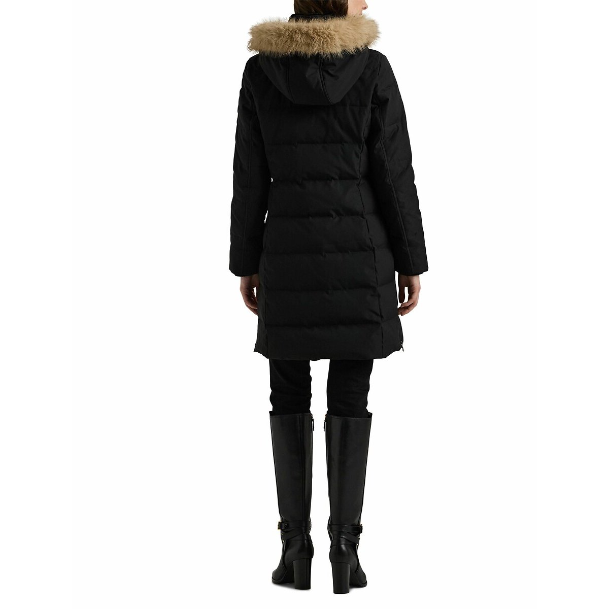Doudoune mi-longue à capuche noir, LAUREN RALPH LAUREN