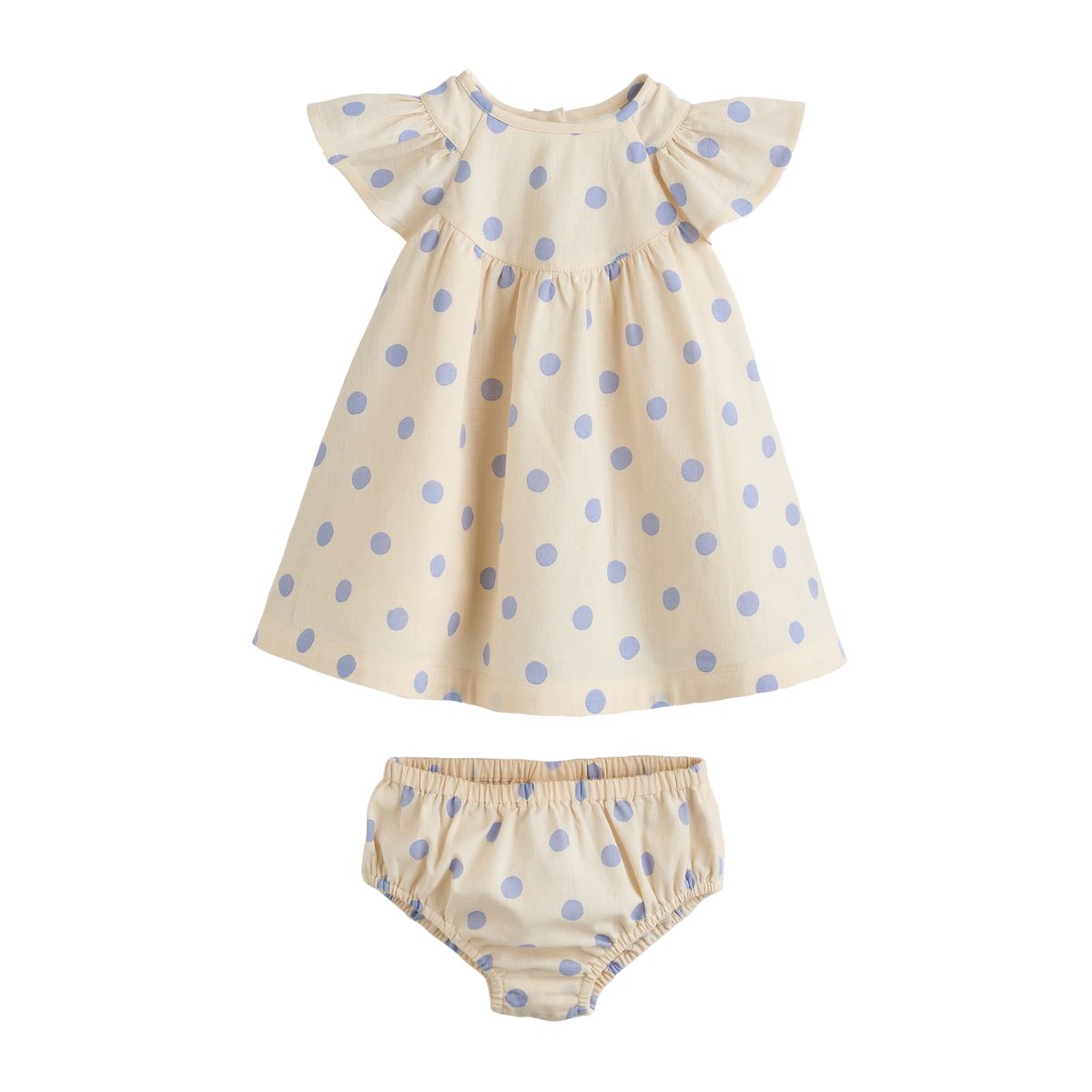 Robe tissée et culotte bébé, 2 pièces tache bleue/écru, NEXT