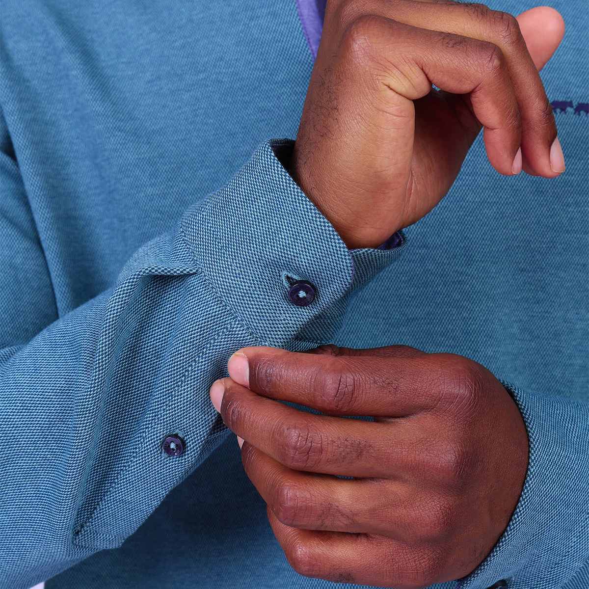 Polo piqué Oxford bleu petrole, MISE AU GREEN
