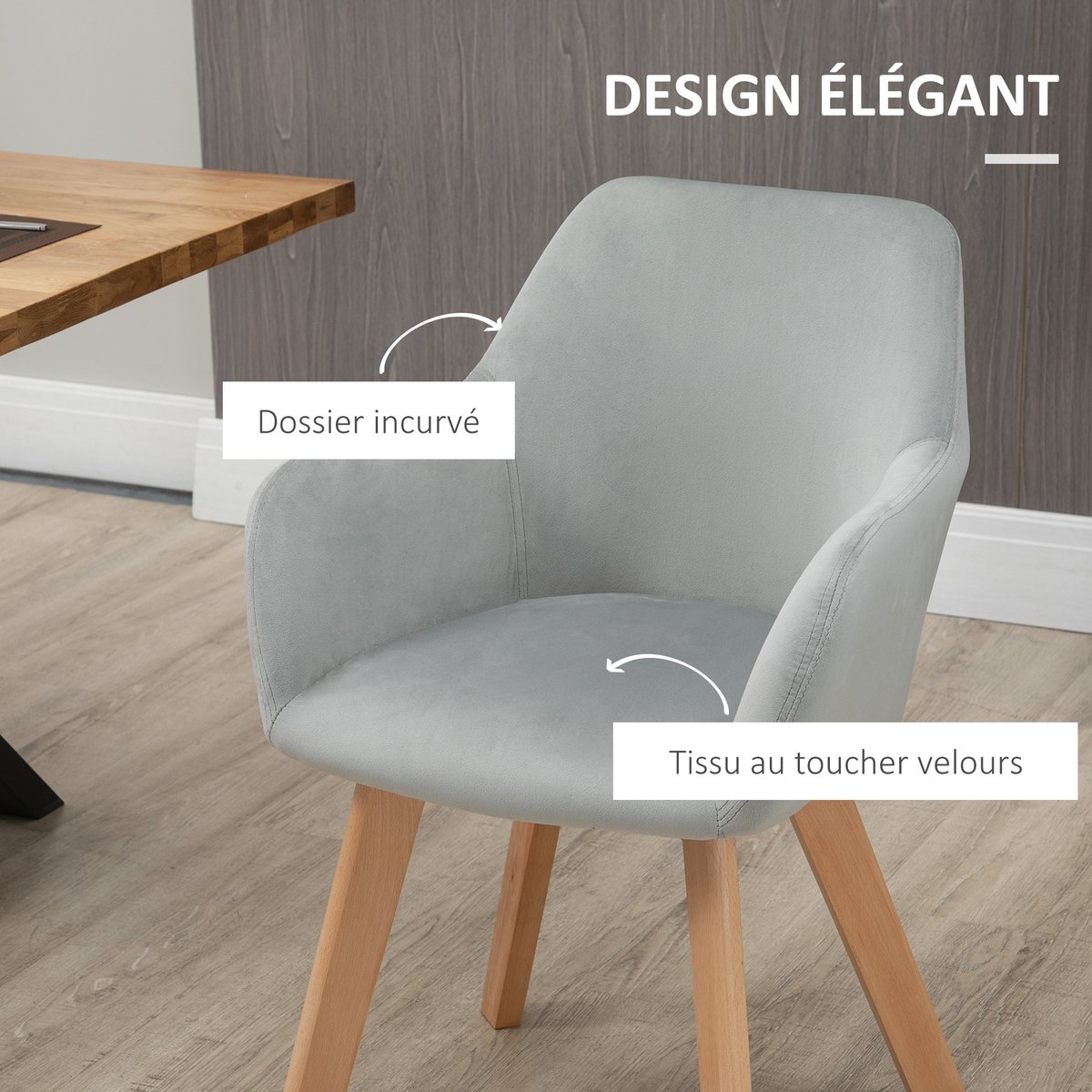Chaise de salle à manger Tissu polyester gris, HOMCOM