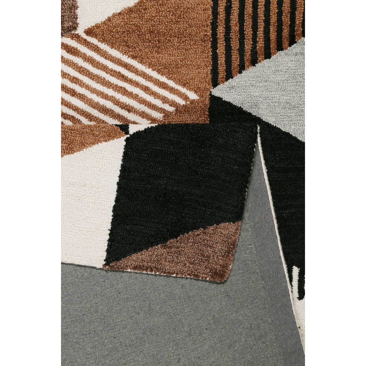 Tapis fait main à poil ras kaléidoscope , Uptown brun, ESPRIT