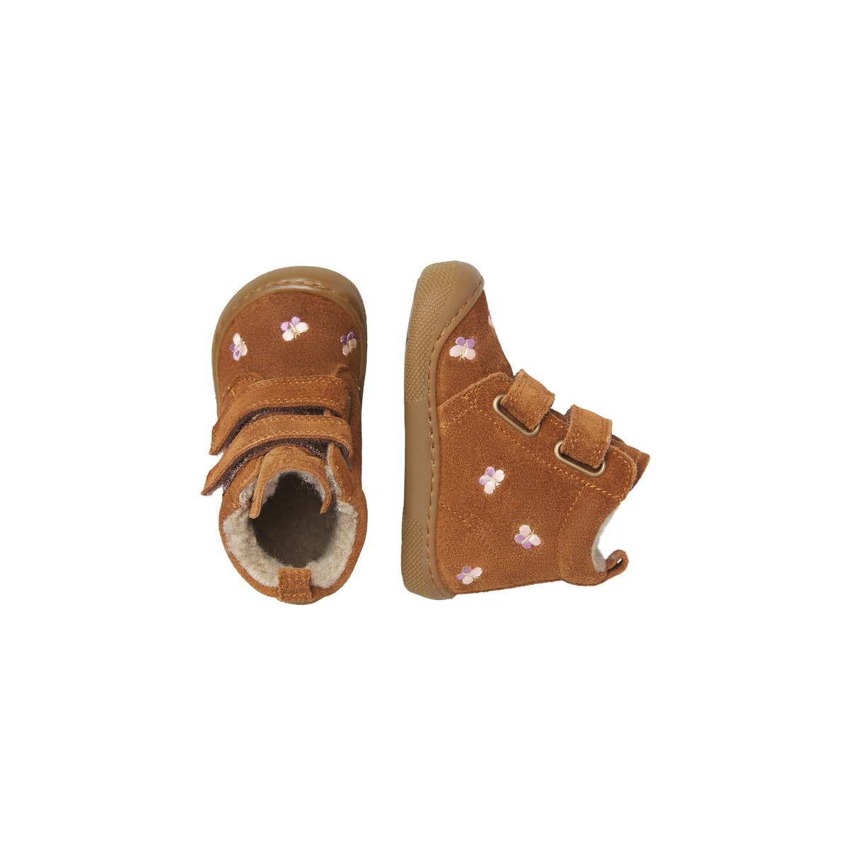 Bottines barefoot en daim BAREFOOT WIGGHI VL EMBR.BUTTERFLY marron-rose, NATURINO
