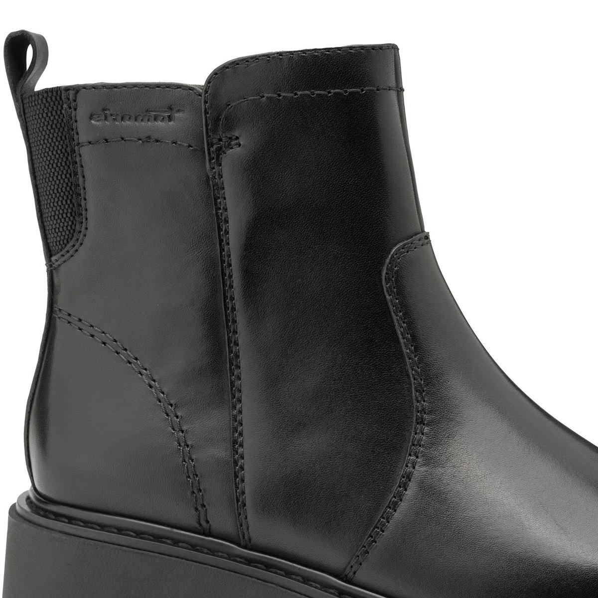 Bottine en cuir noir nappa, TAMARIS