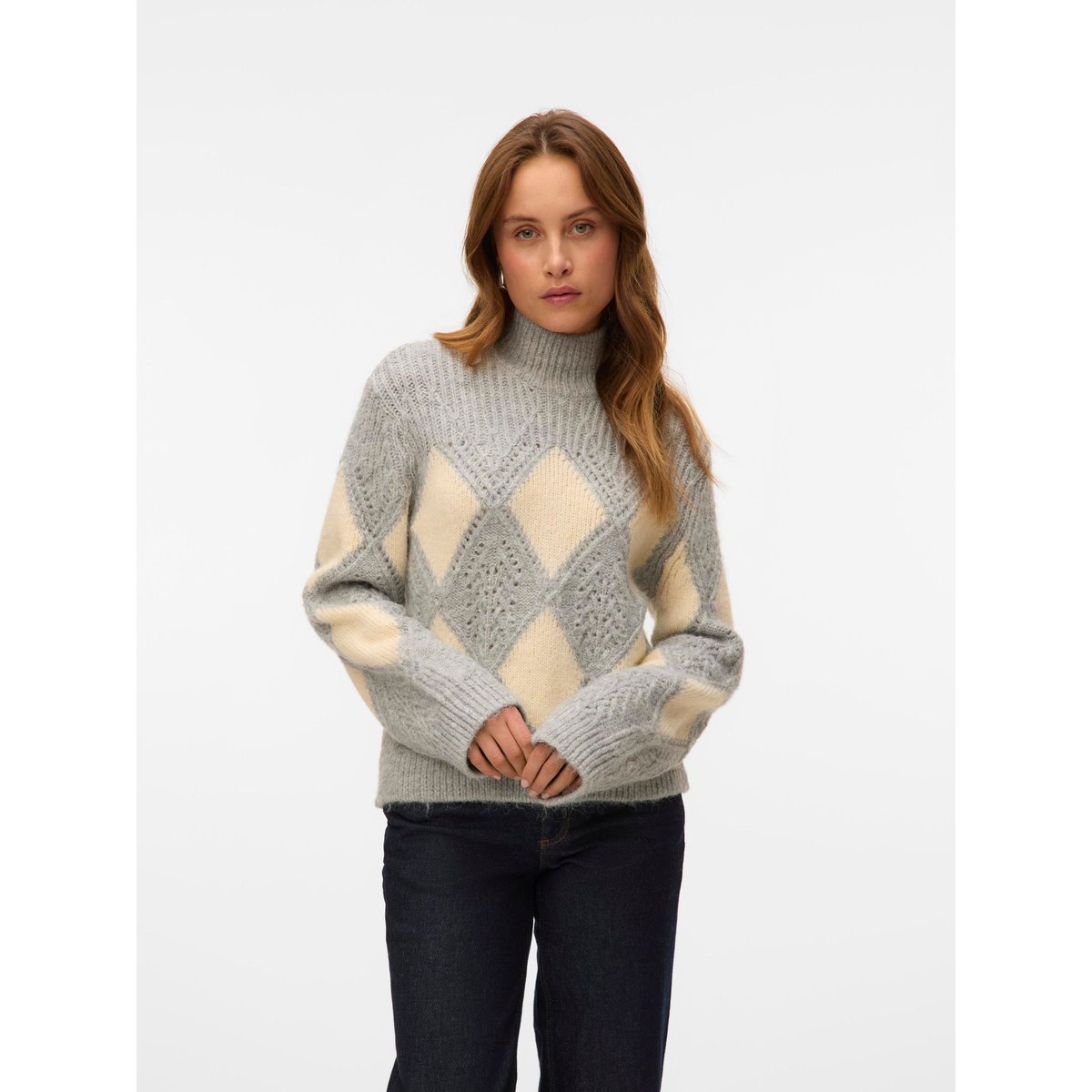 Pull En Maille grise - light grey melange, VERO MODA