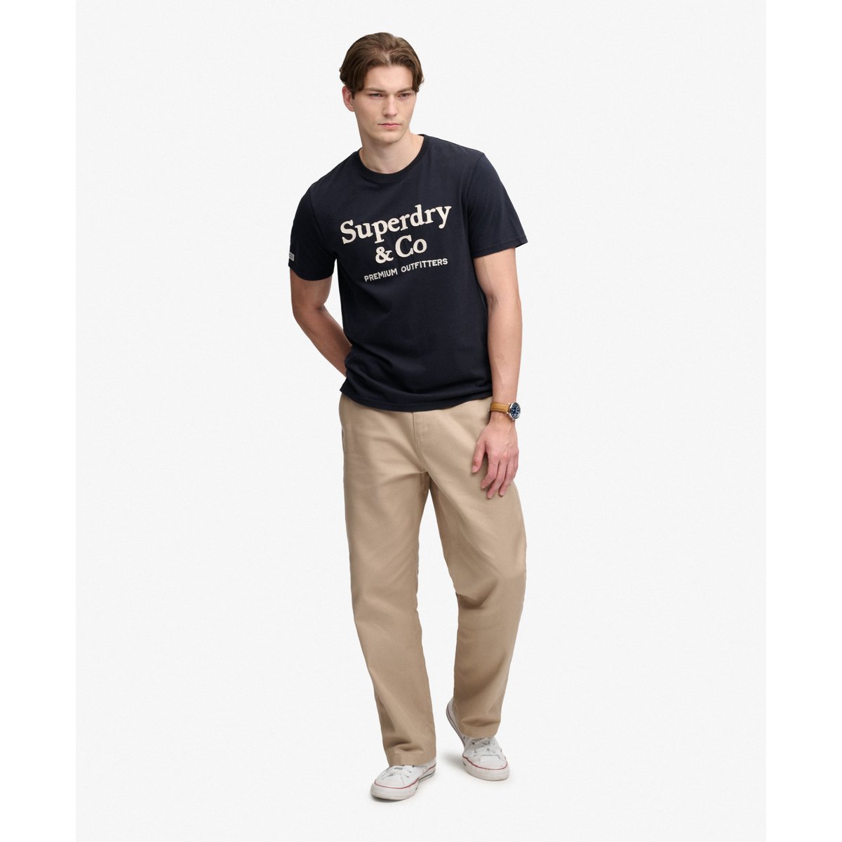 T-shirt Company Logo Coupe Décontractée bleu marine foncé, SUPERDRY