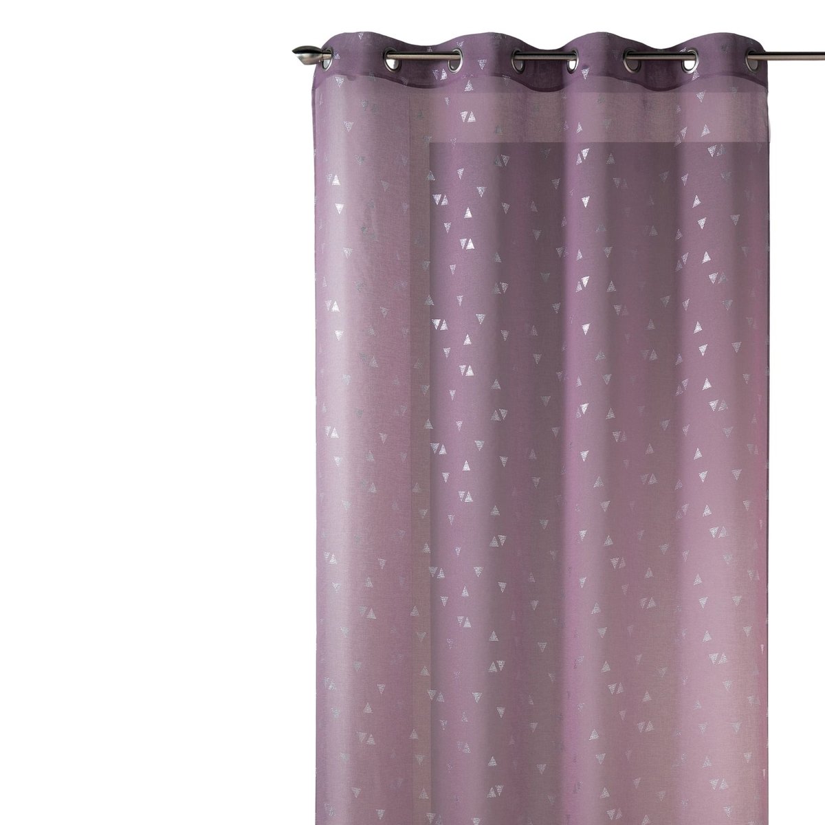 Voilage imprimé de petits triangles argentés violet parme, HOME MAISON