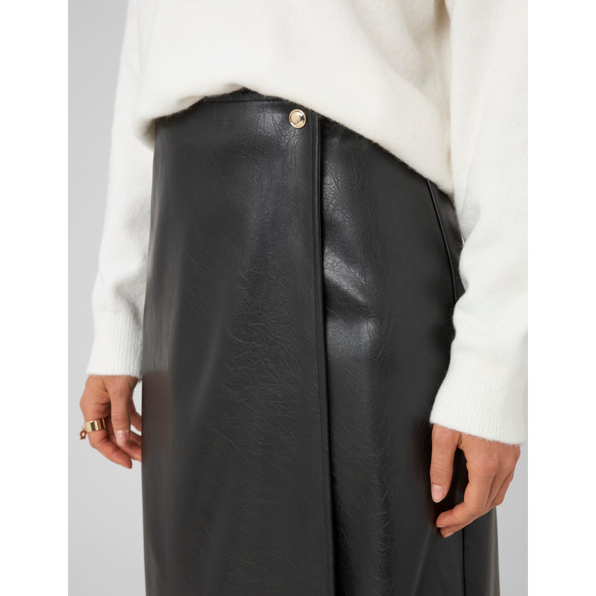 Jupe portefeuille midi noir, BZB