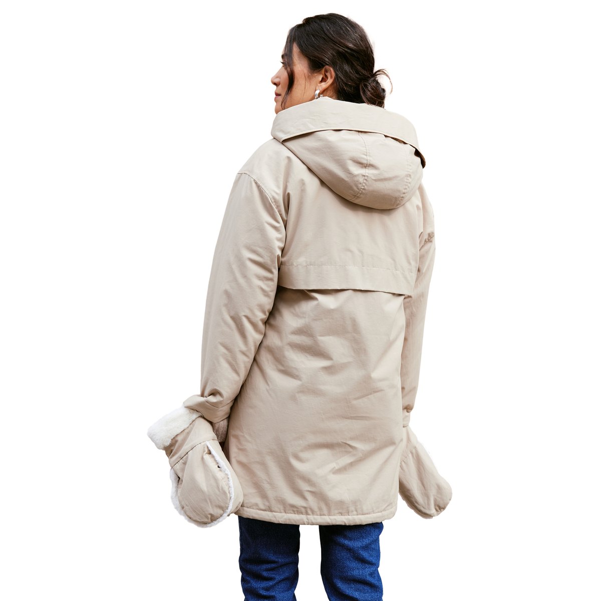 Parka évolutive de grossesse et portage moufles amovibles beige, ENVIE DE FRAISE