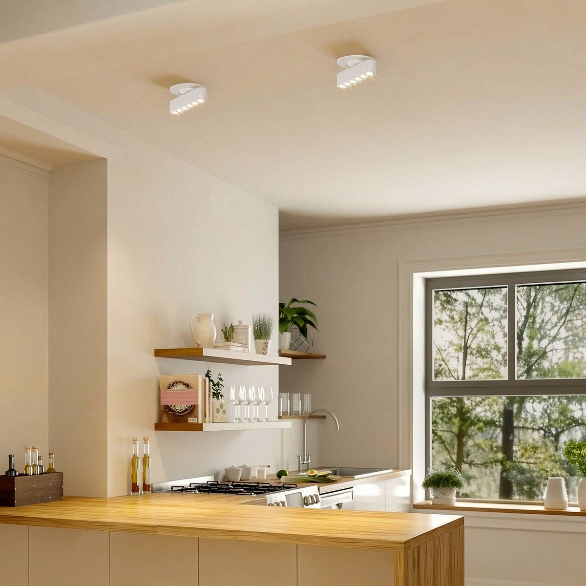 Plafonnier en aluminium moderneLED, Eldrin blanc, LINDBY