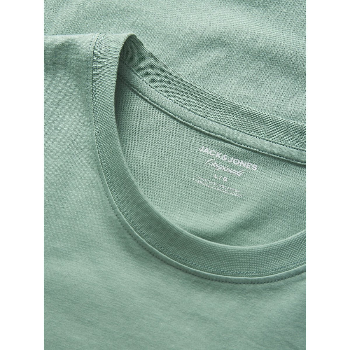 T-shirt de manga curta com gola redonda, Jordean verde-salva, JACK & JONES