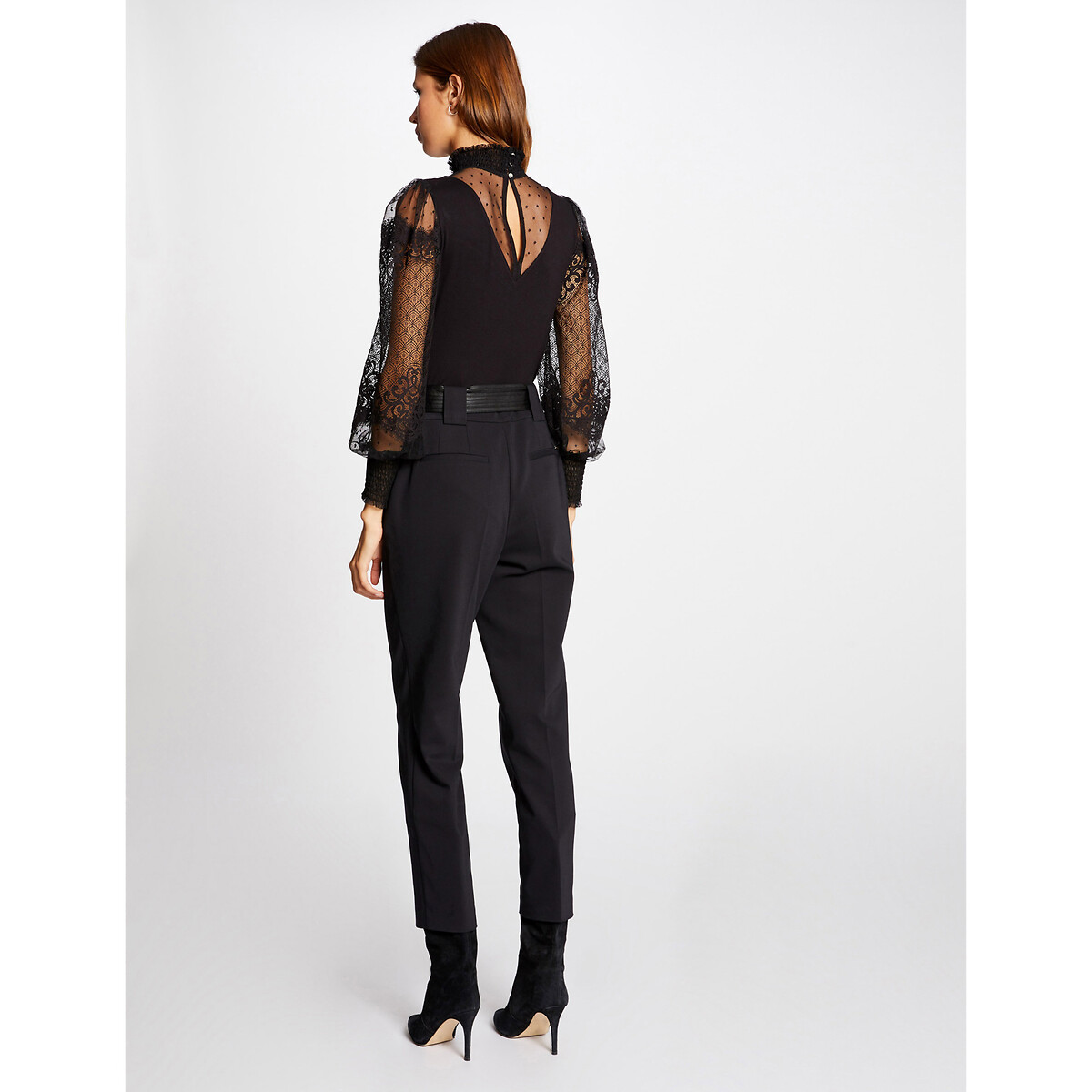 Body manches longues, col montant noir, MORGAN