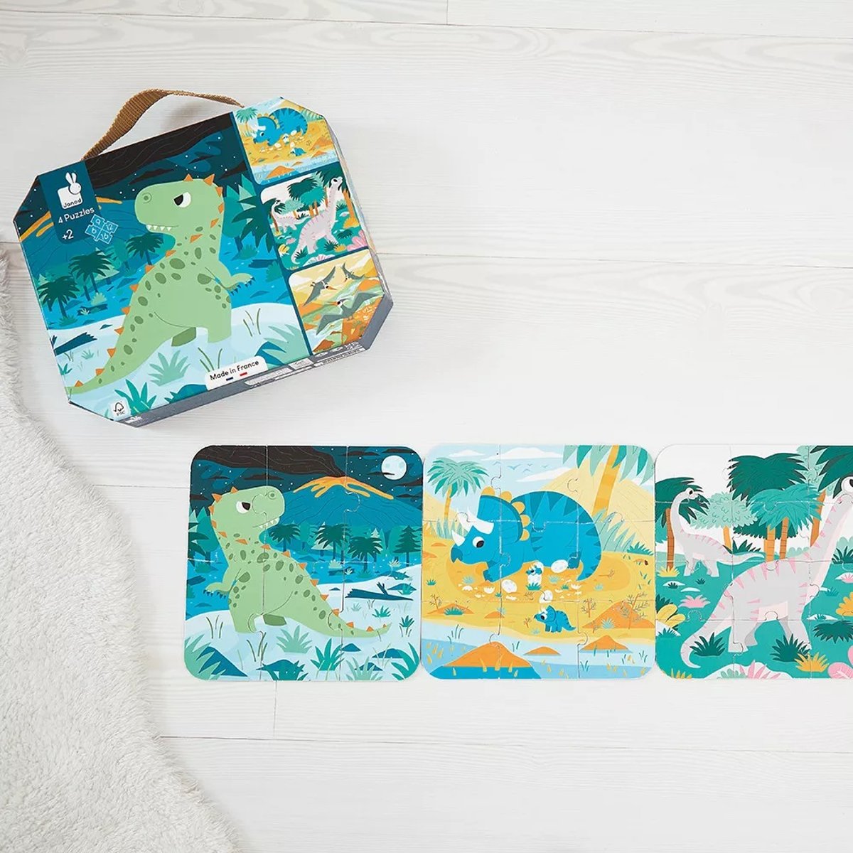 Puzzle Enfant Dinosaures, 6 À 16 Pièces, Dès 2 Ans bleu, JANOD