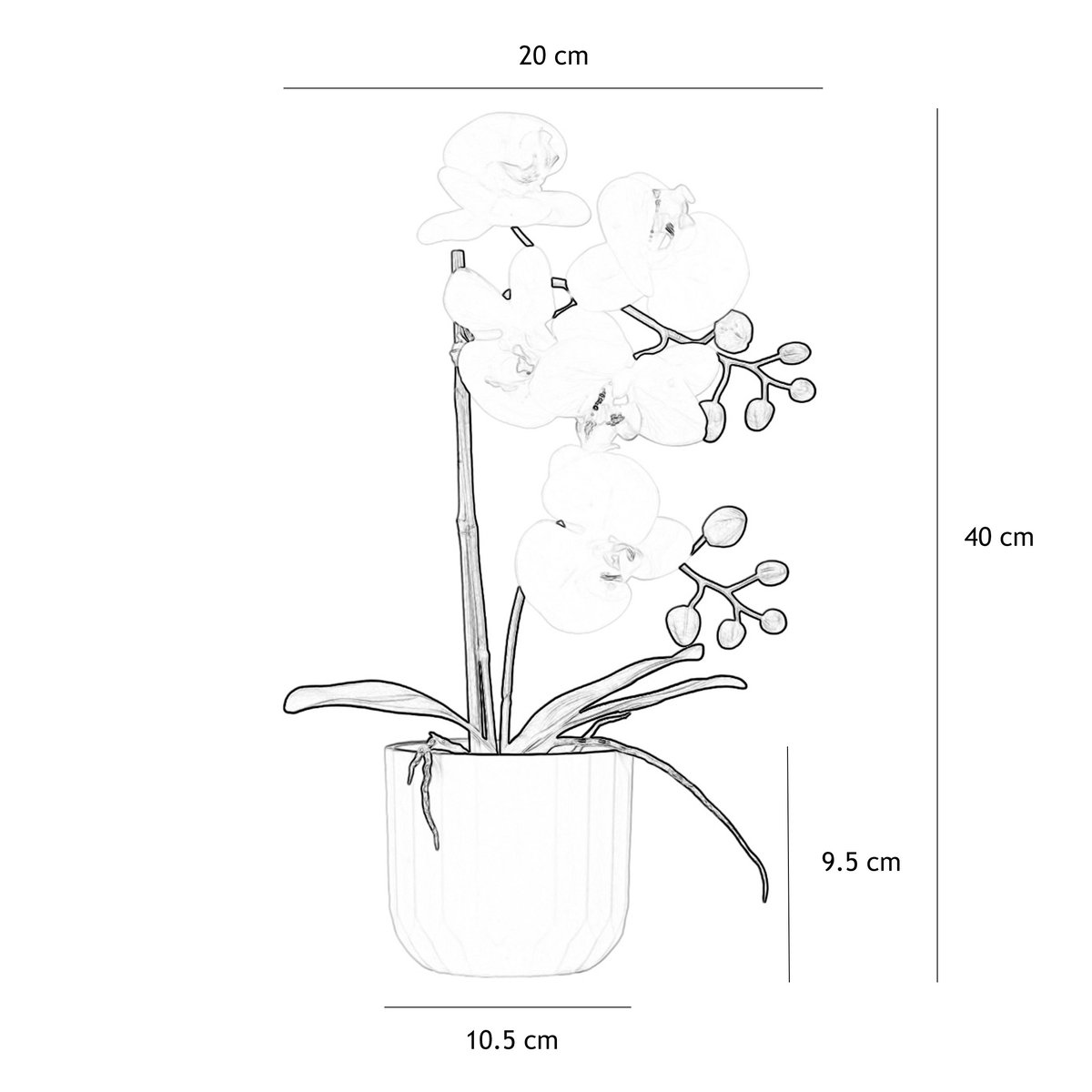 Orchidée artificielle toucher naturel 40cm autres, LIGNE DECO