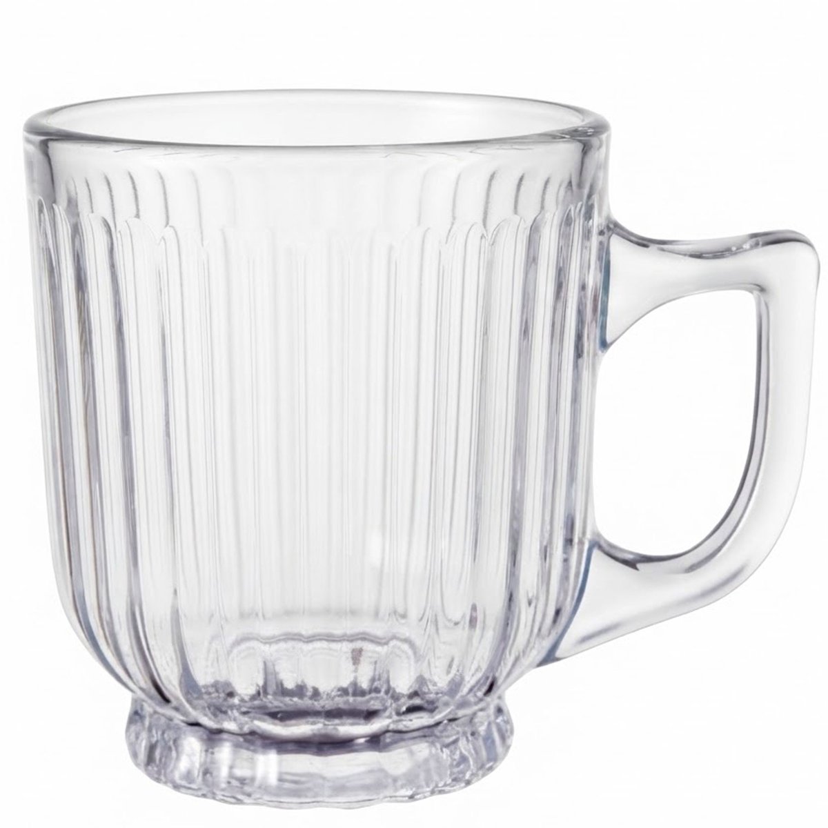 Set de 4 tasses à café en verre strié 20cl transparent, WADIGA