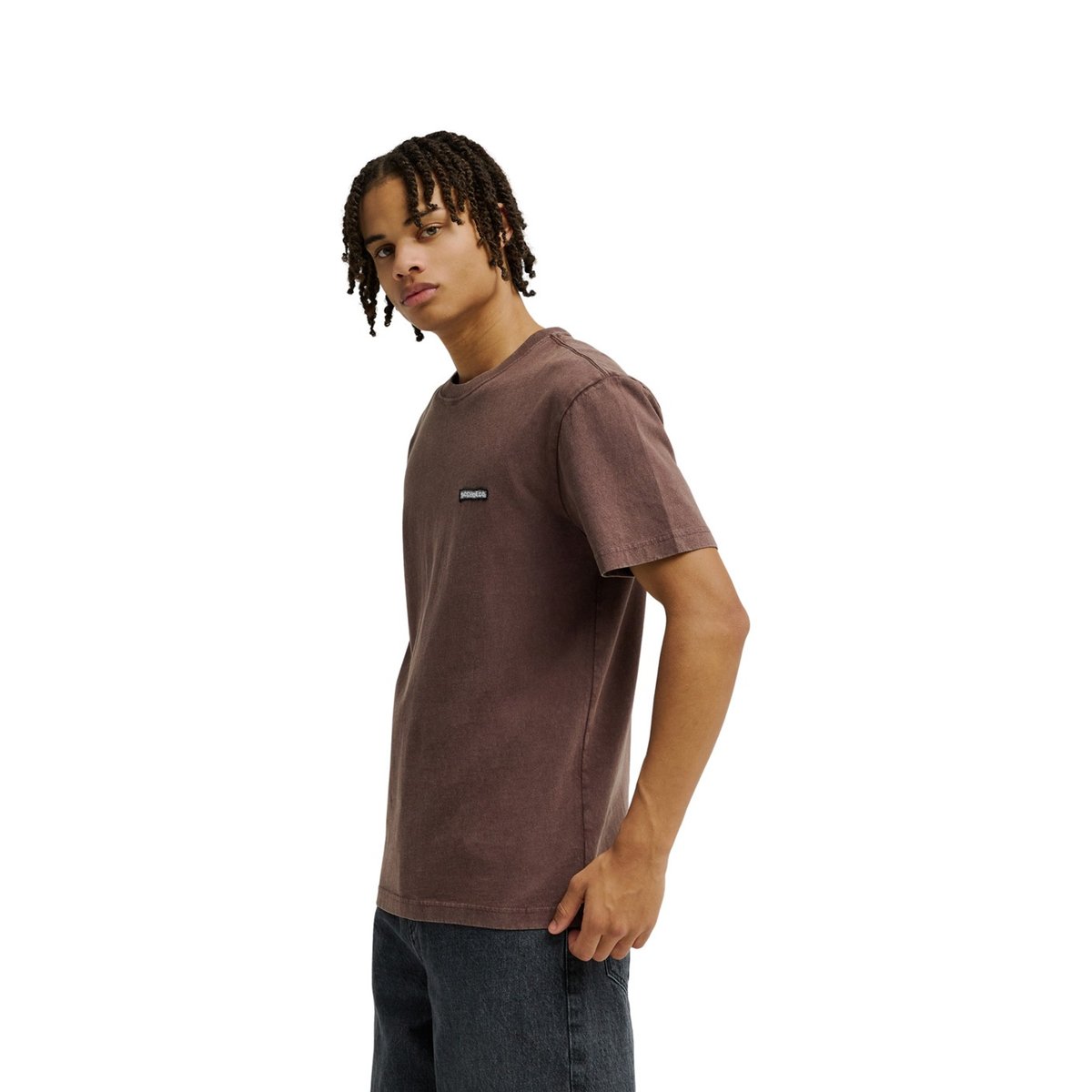 Haut manches courtes PATCH IT WASHED. marron coffee bean, DC SHOES