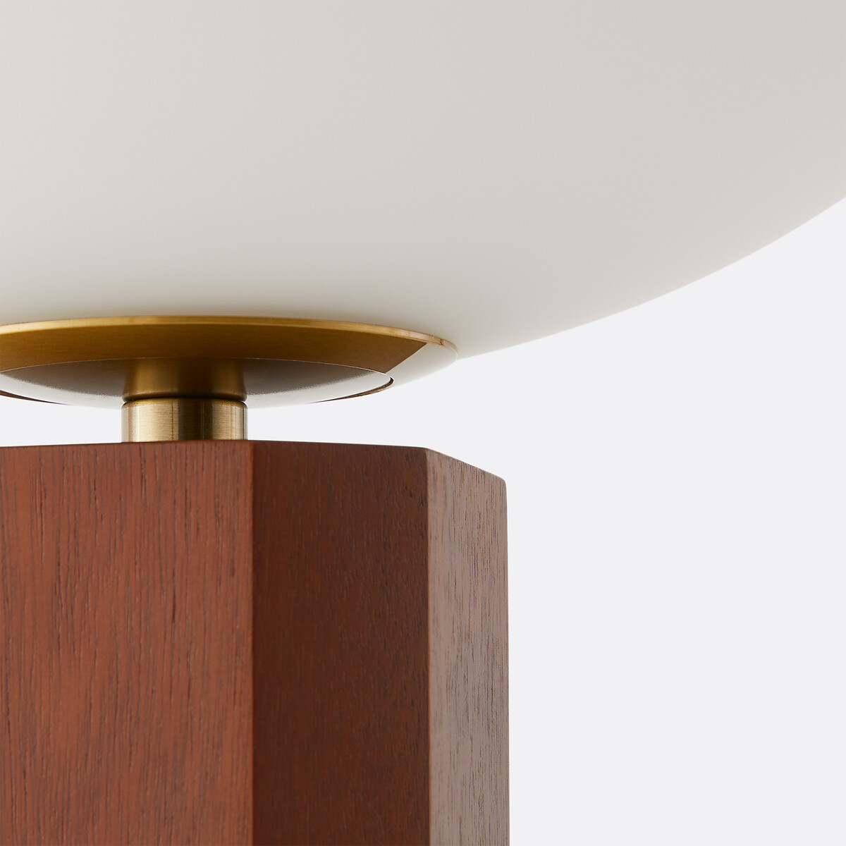 Lampe à poser, en verre opalin et chêne, BRUA marron, LA REDOUTE INTERIEURS