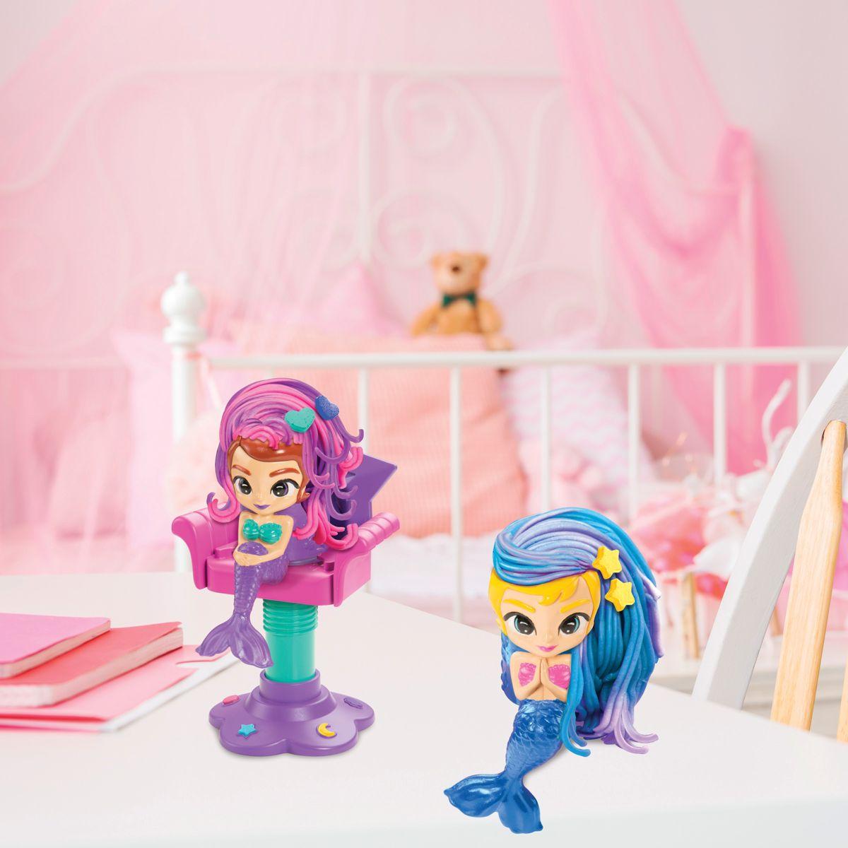 Salon de Coiffure pour Sirènes en Pâte à Modeler Douce et Malléable multicolore, LEXIBOOK