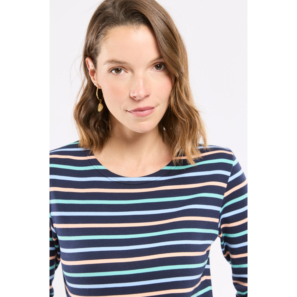 Marinière tricolore en coton épais marine deep/ placid blue/, ARMOR-LUX