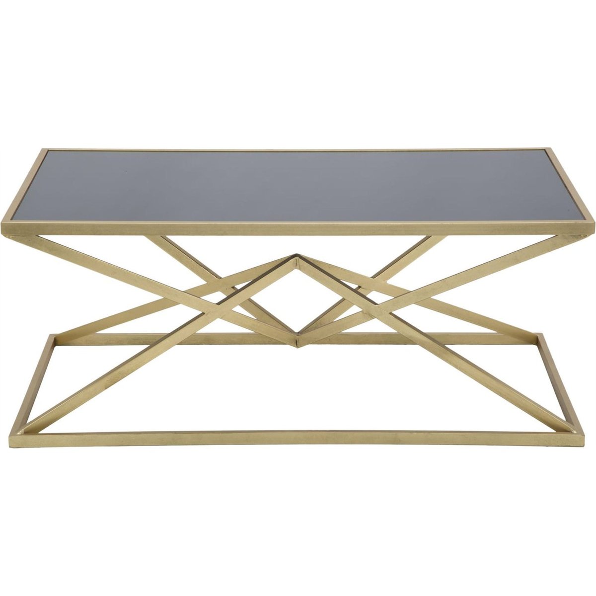 Table basse rectangulaire fer et verre GLAM doré et noir, RECOLLECTION