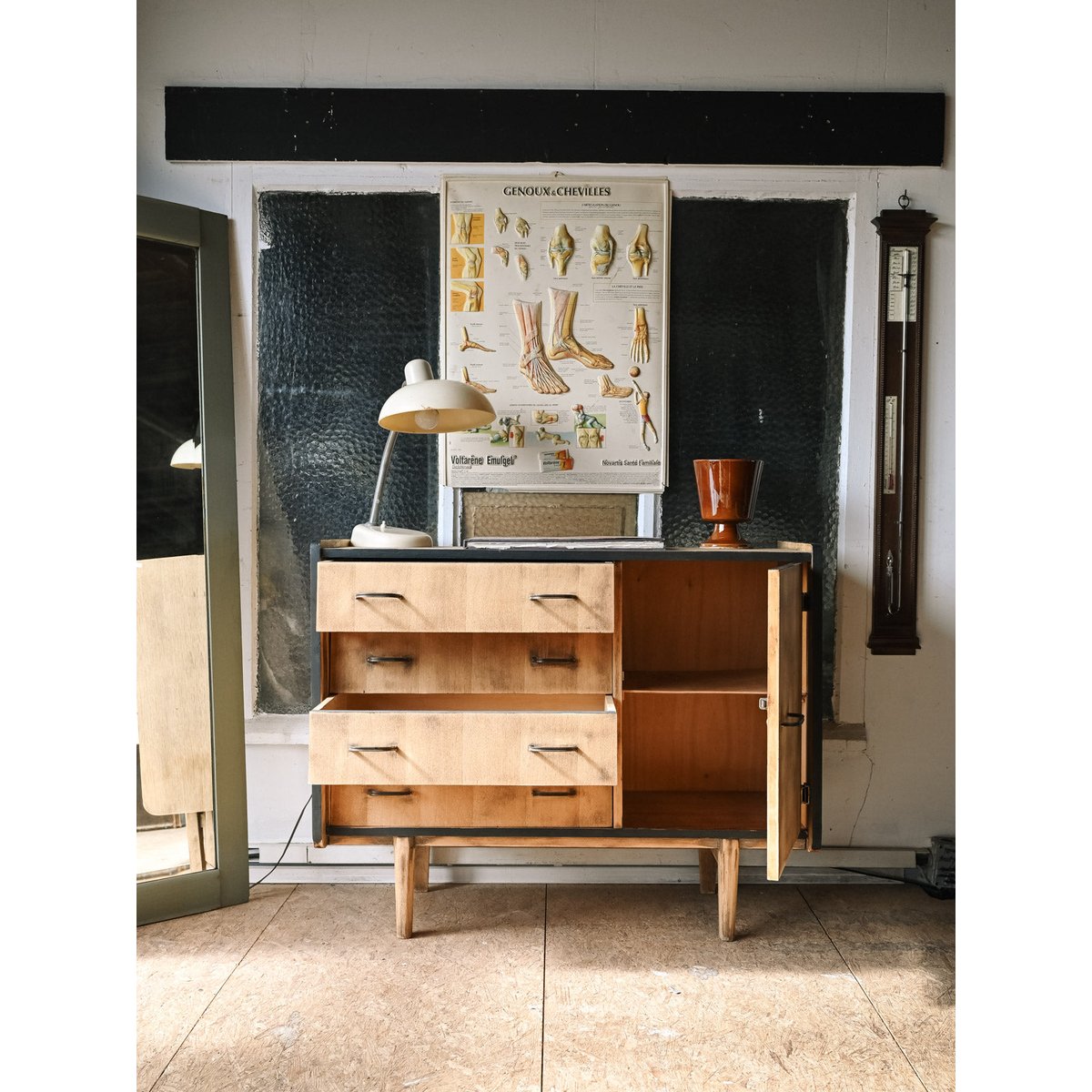 Commode scandinave en bois Olga N°1082 - Bon état bois clair, DEBONGOUT