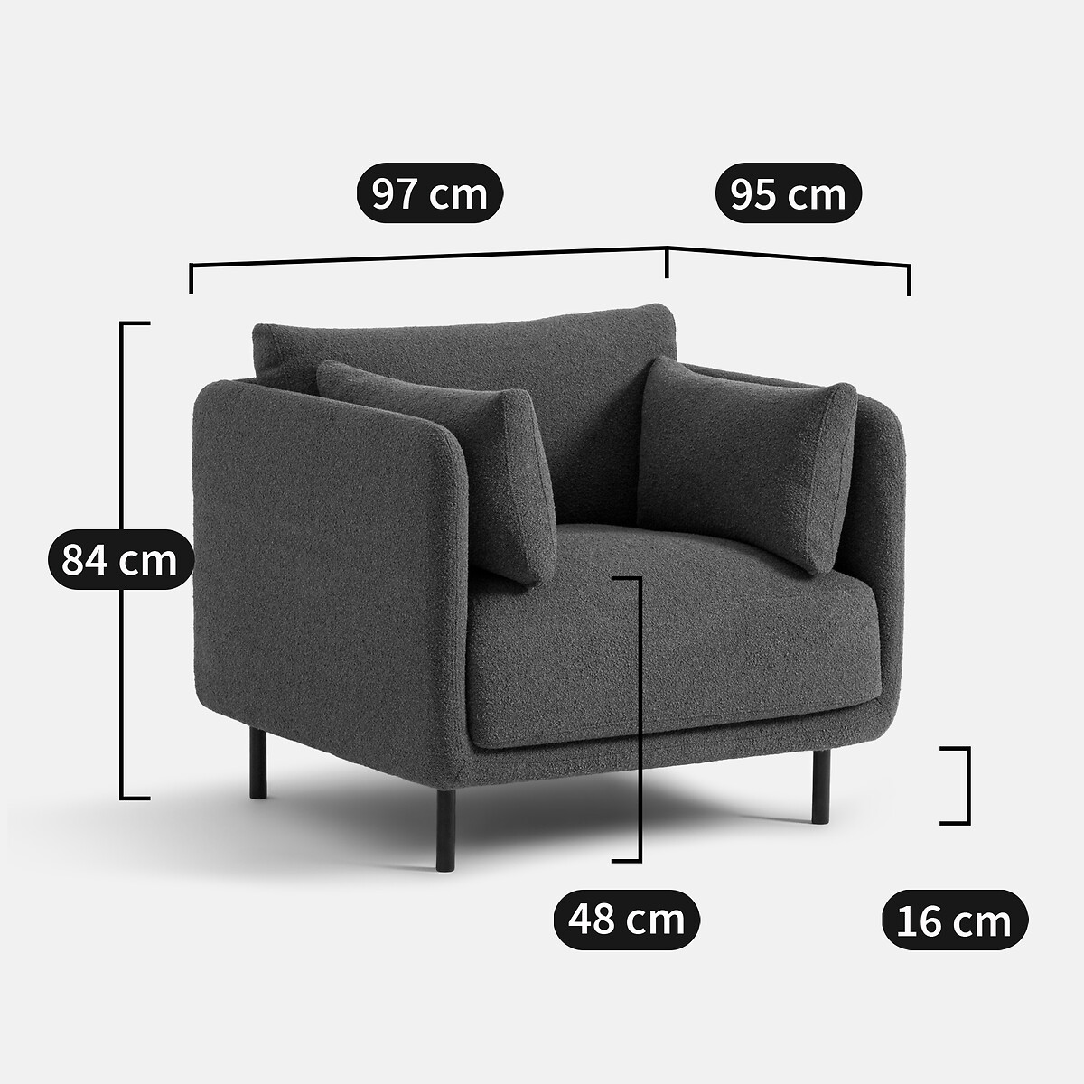Fauteuil, en bouclette fine, VICTOR ecru, LA REDOUTE INTERIEURS